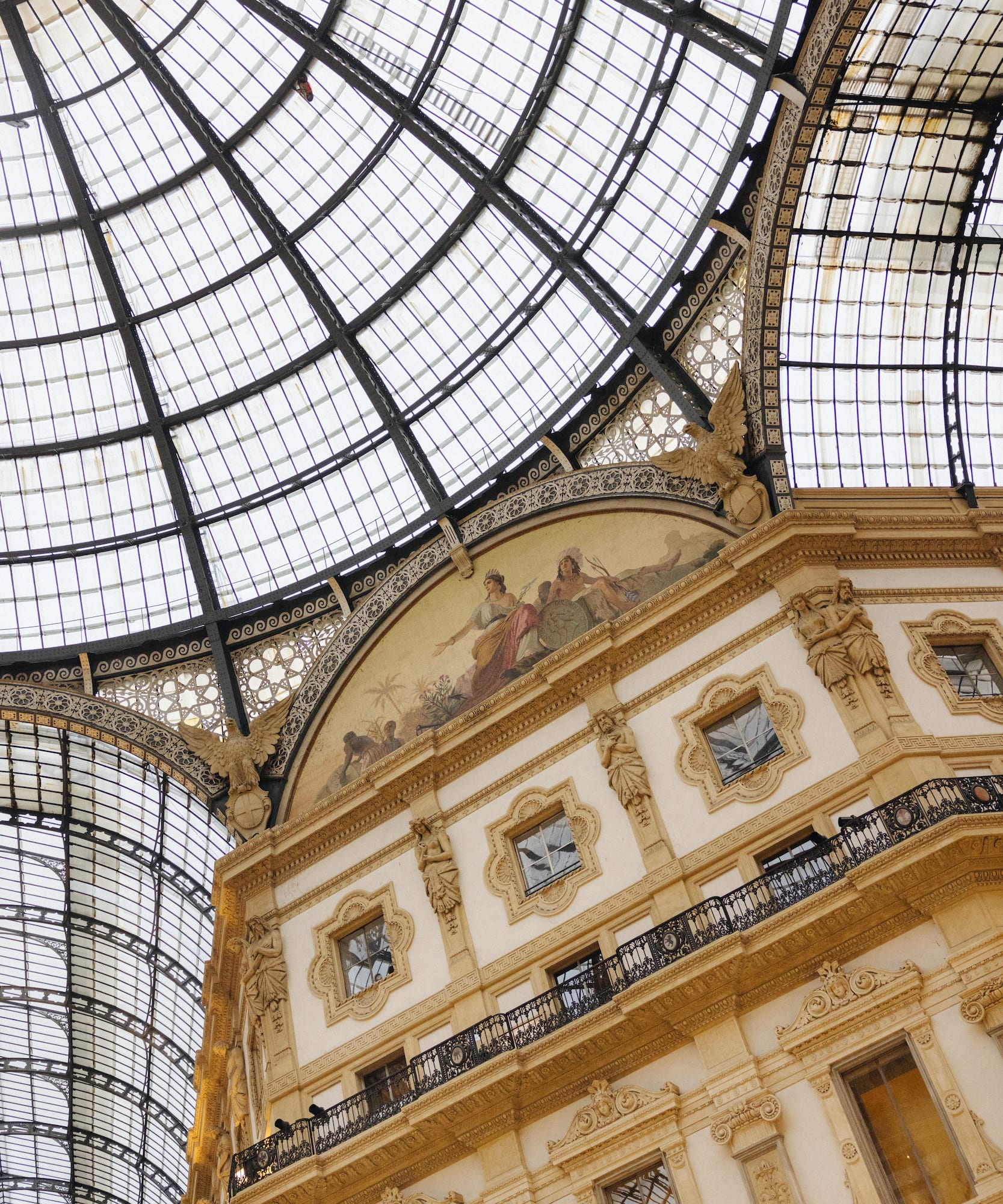 a glass roof of a building