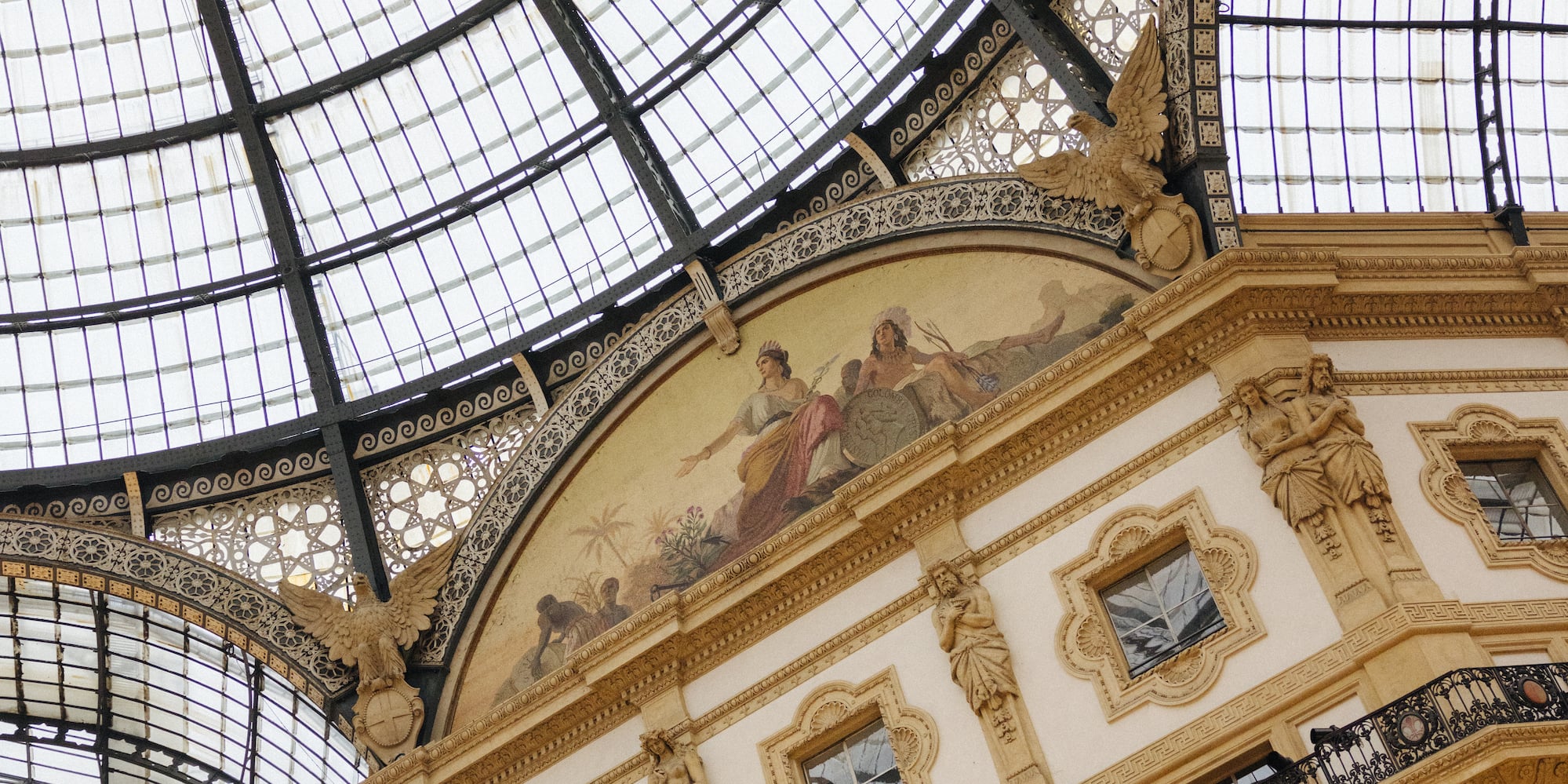a glass roof of a building
