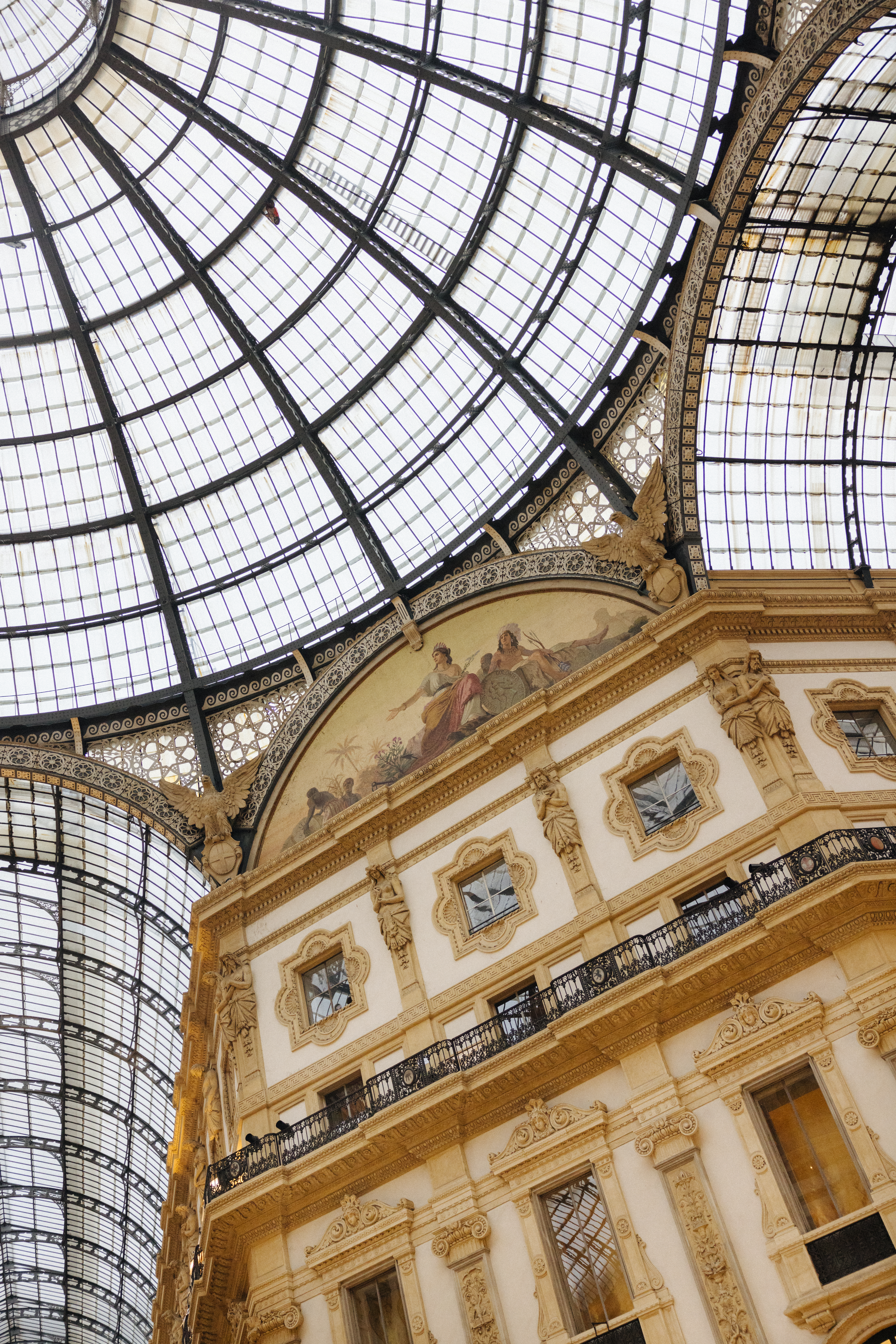 a glass roof of a building