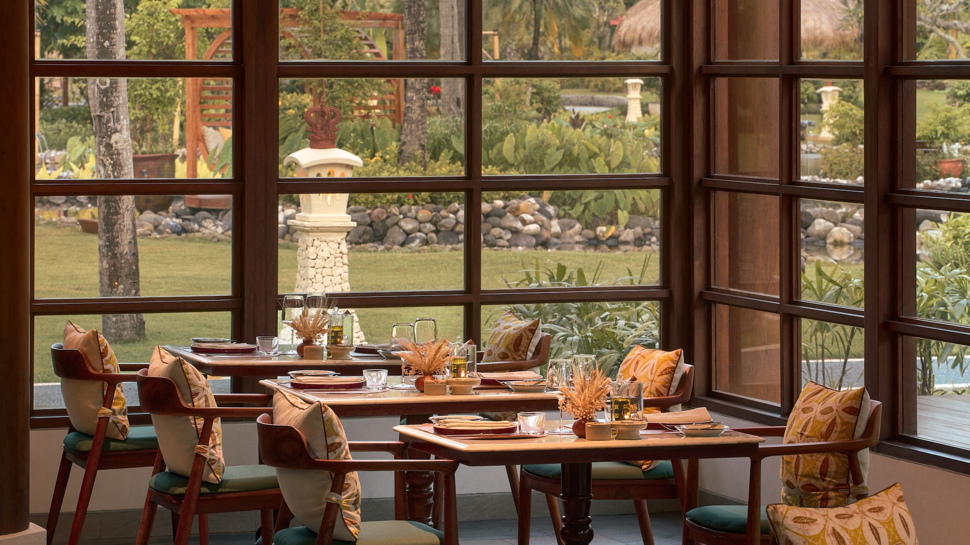 a restaurant with tables and chairs