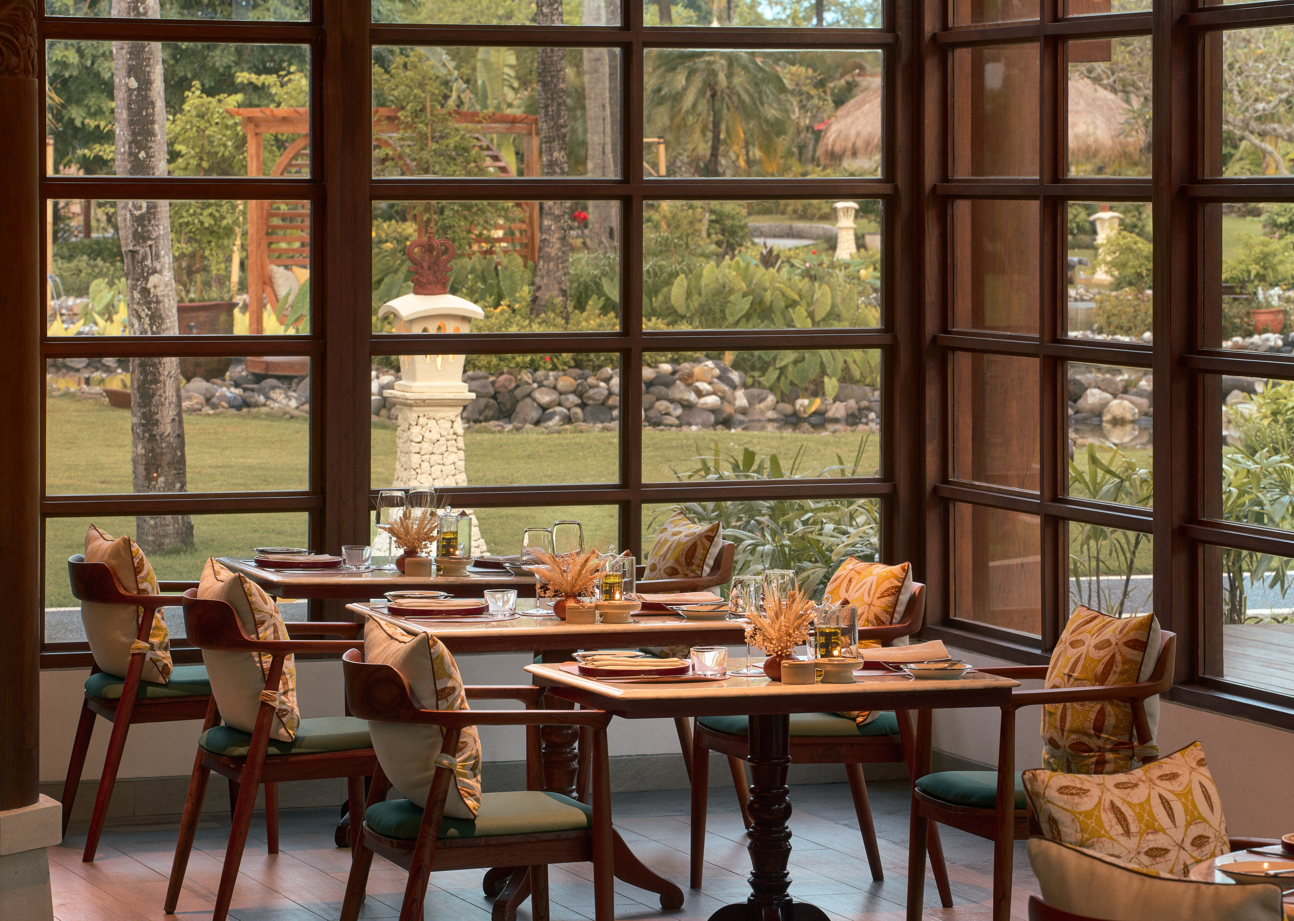 a restaurant with tables and chairs