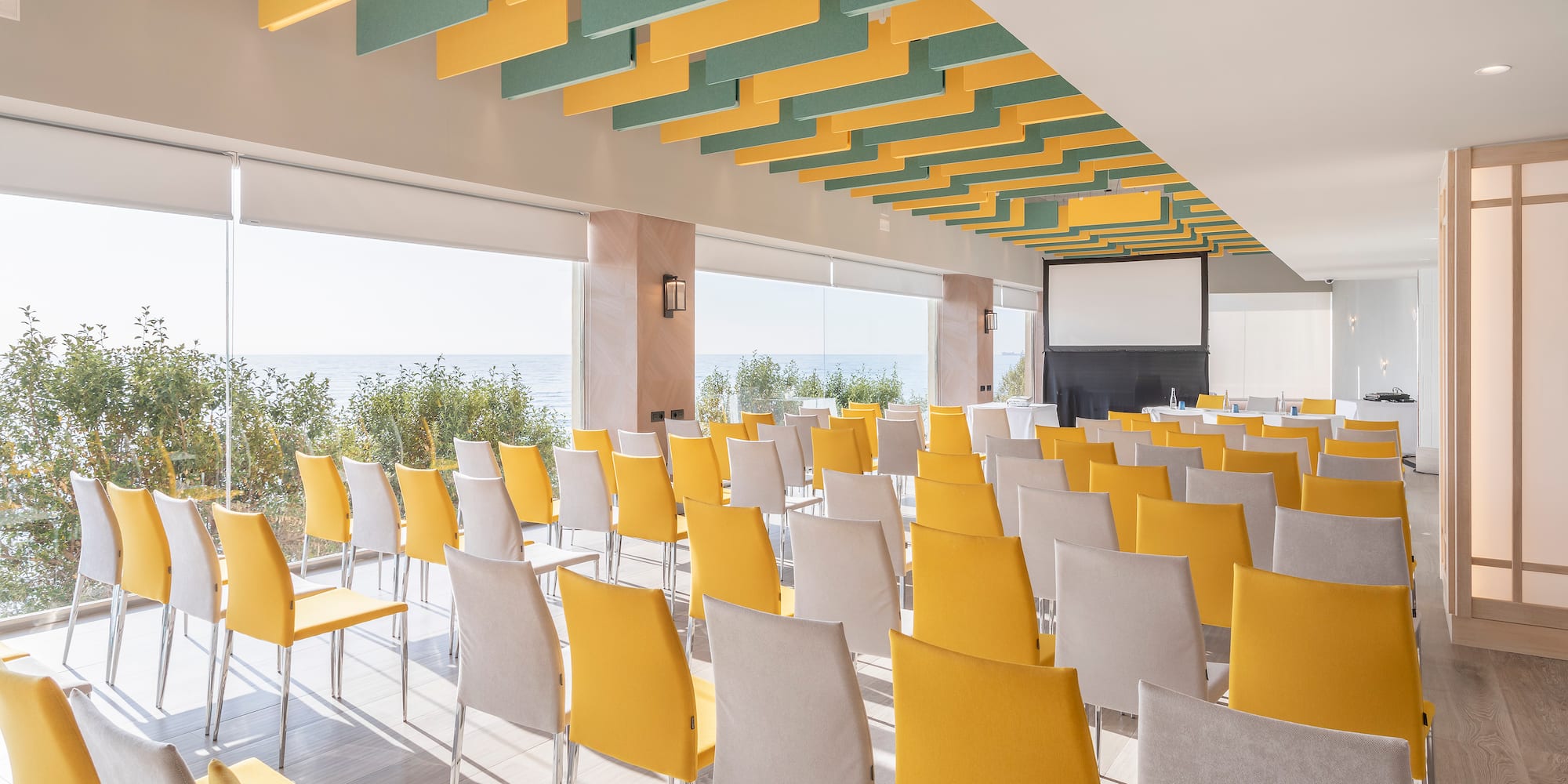 a room with many chairs