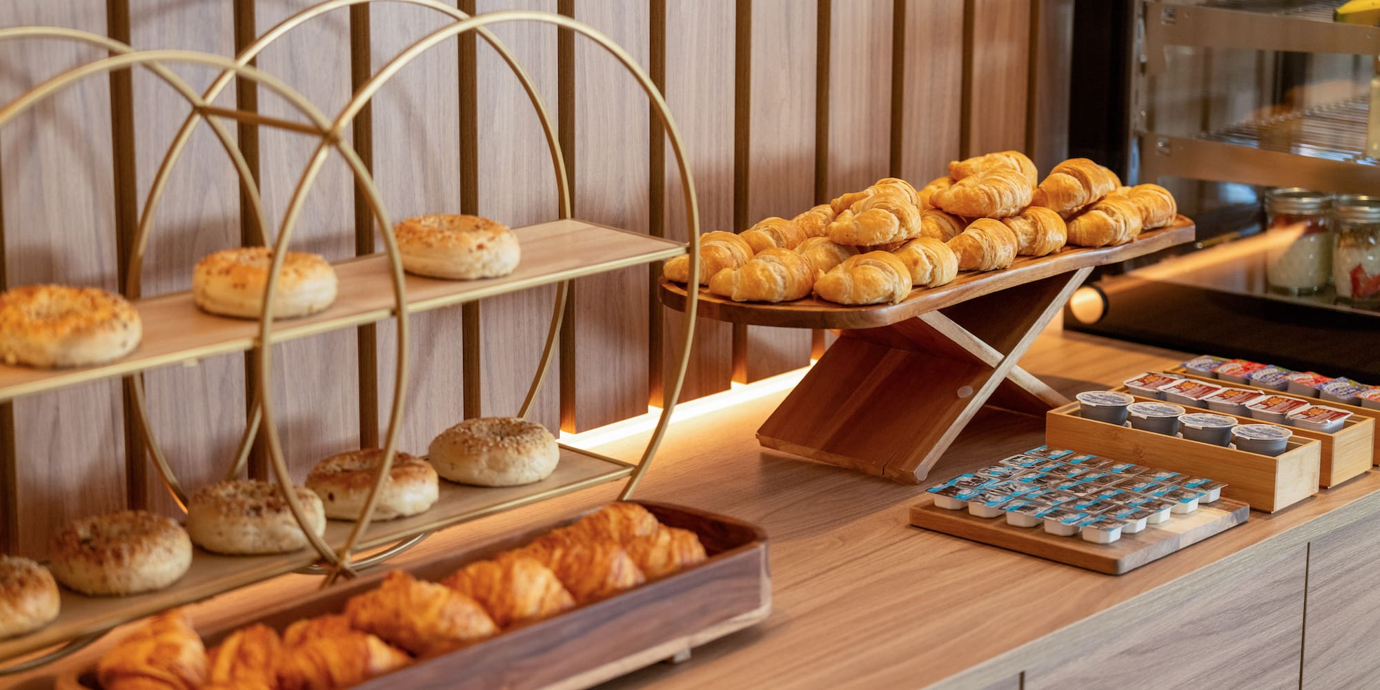 a trays of pastries on a counter
