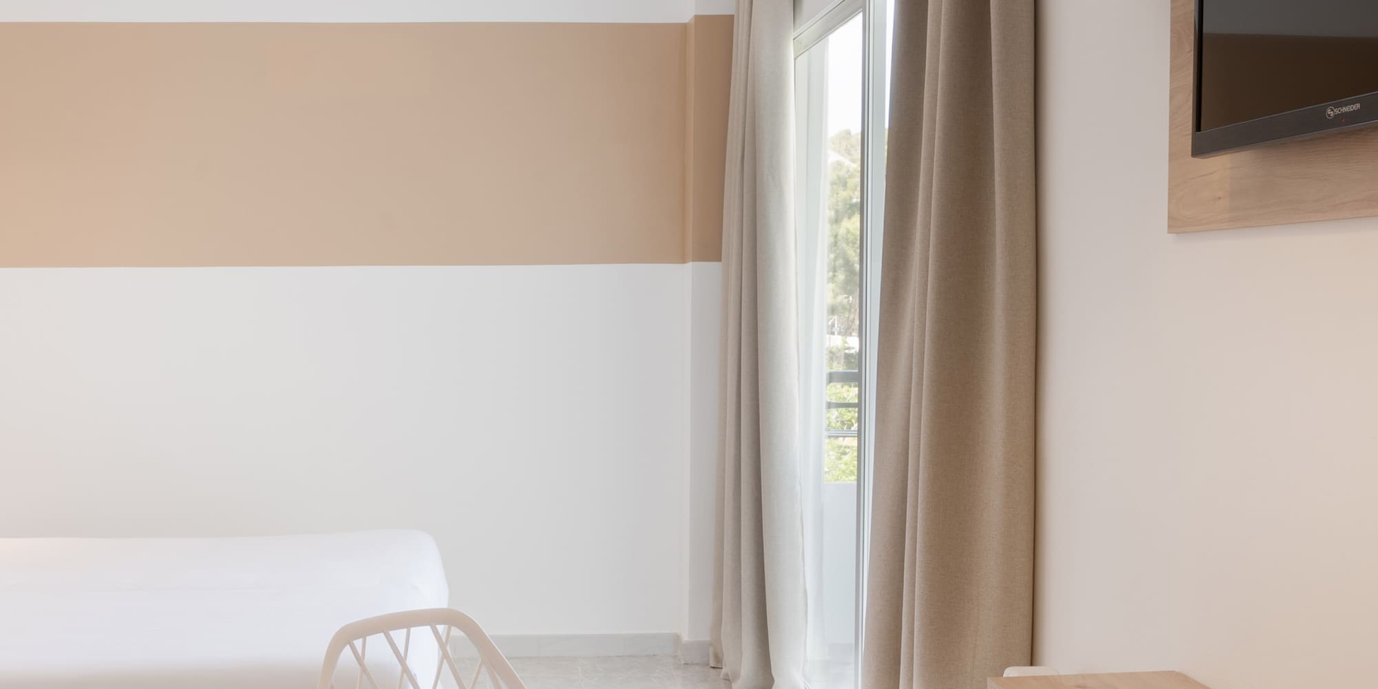 a room with a bed and a table