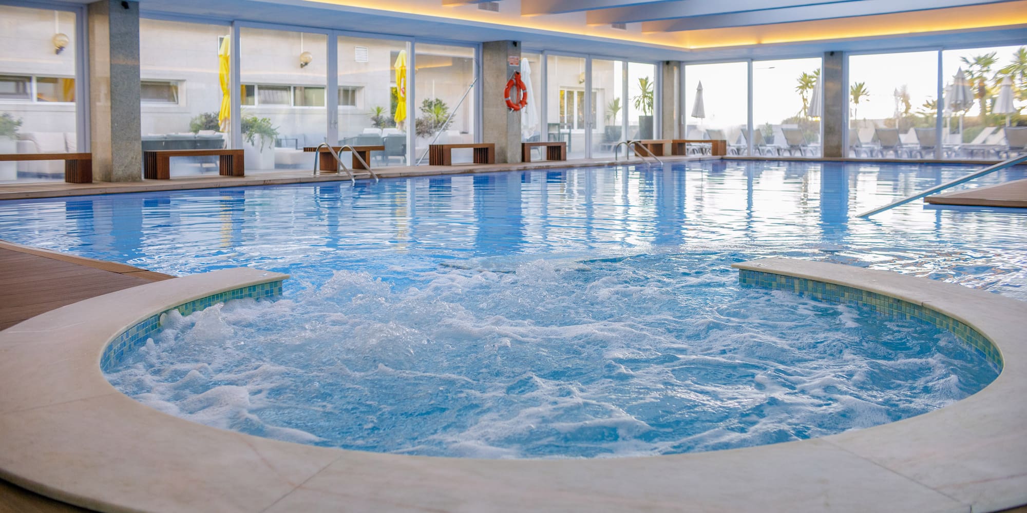 a large indoor swimming pool