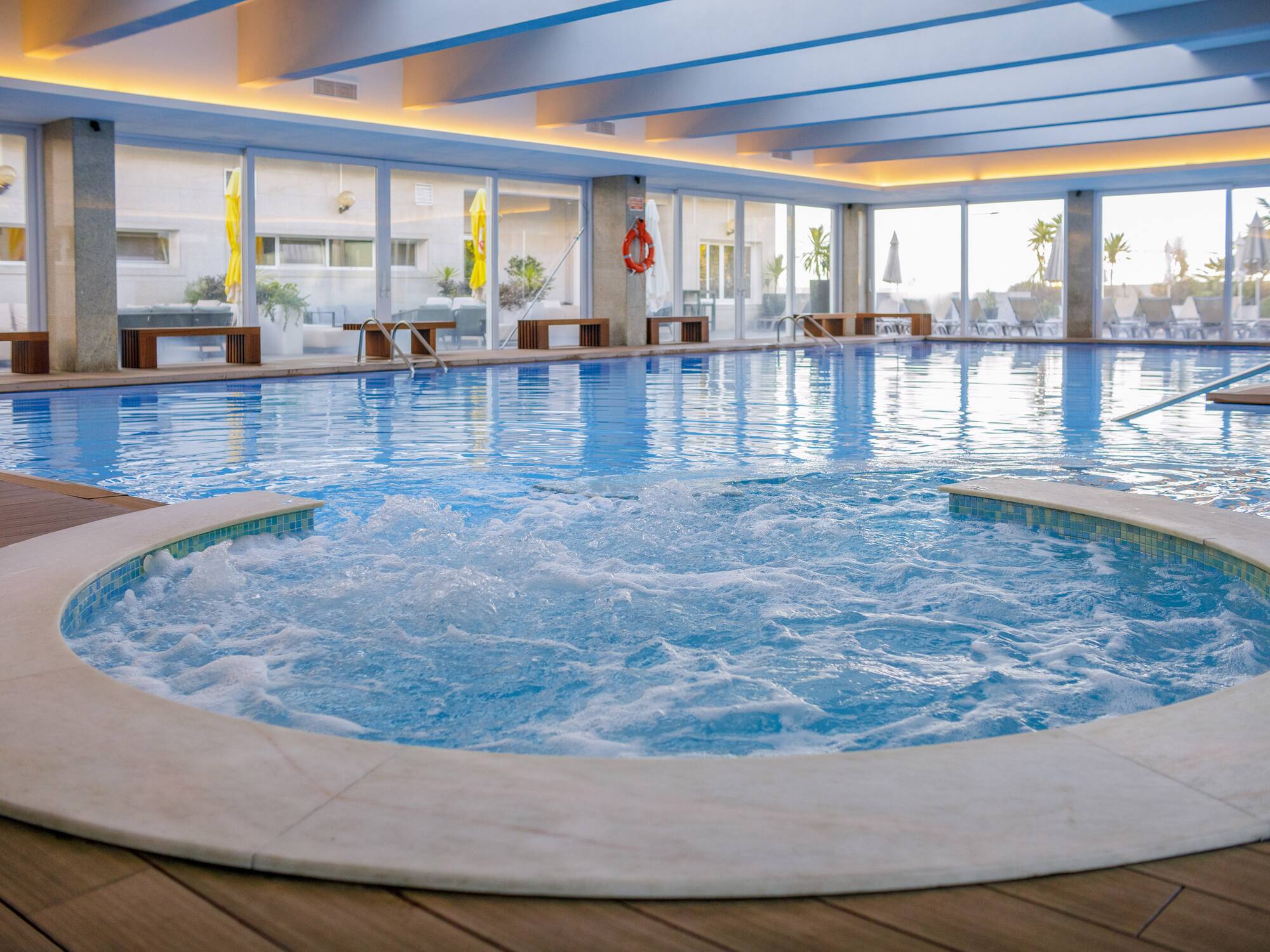 a large indoor swimming pool