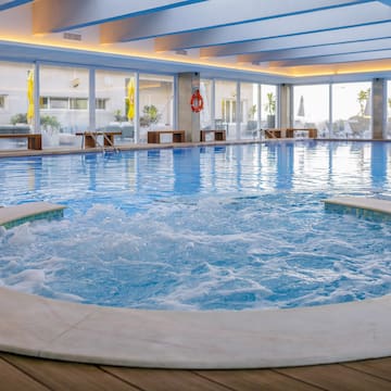 a large indoor swimming pool