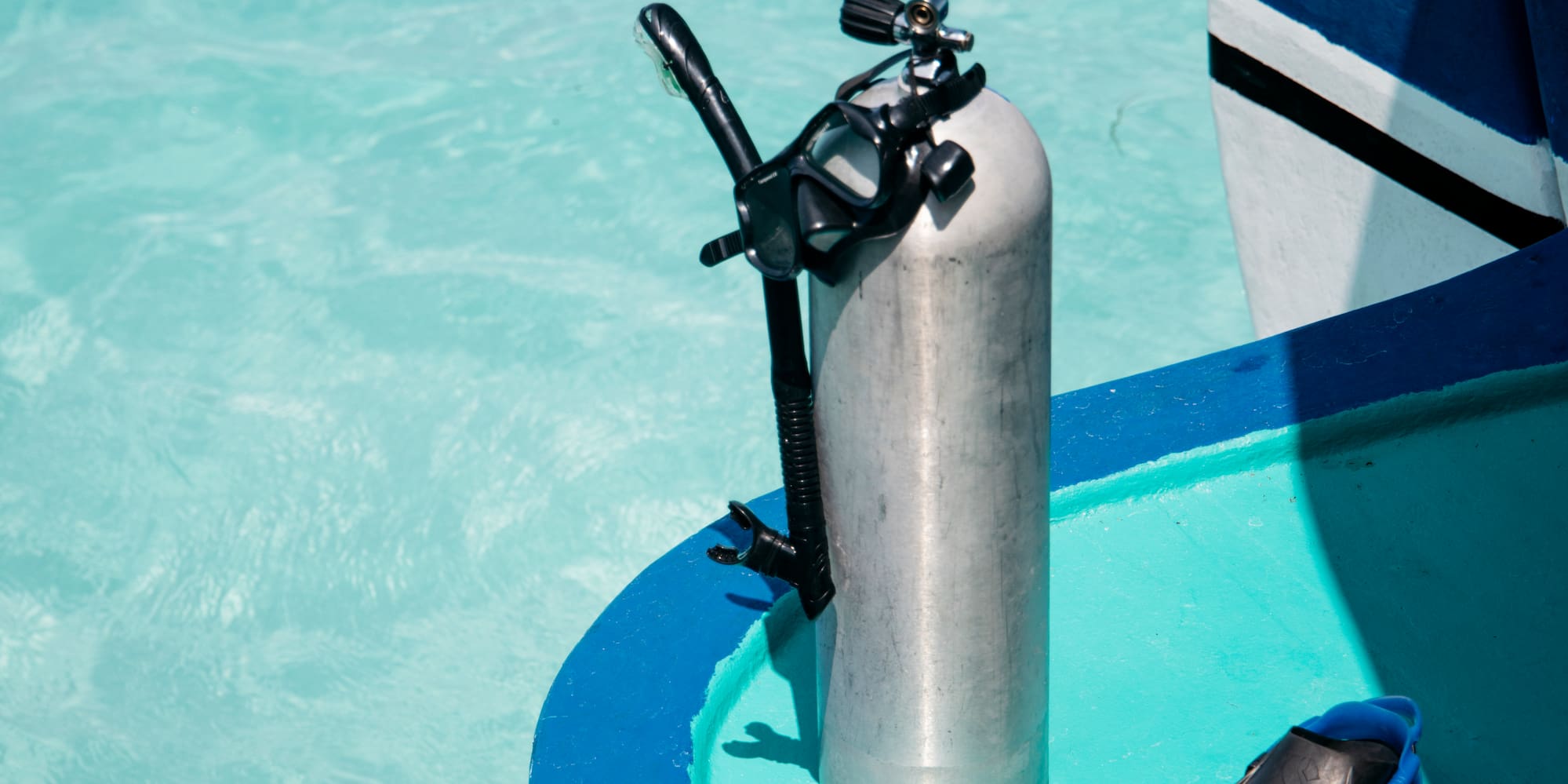 a scuba diving equipment on a pool