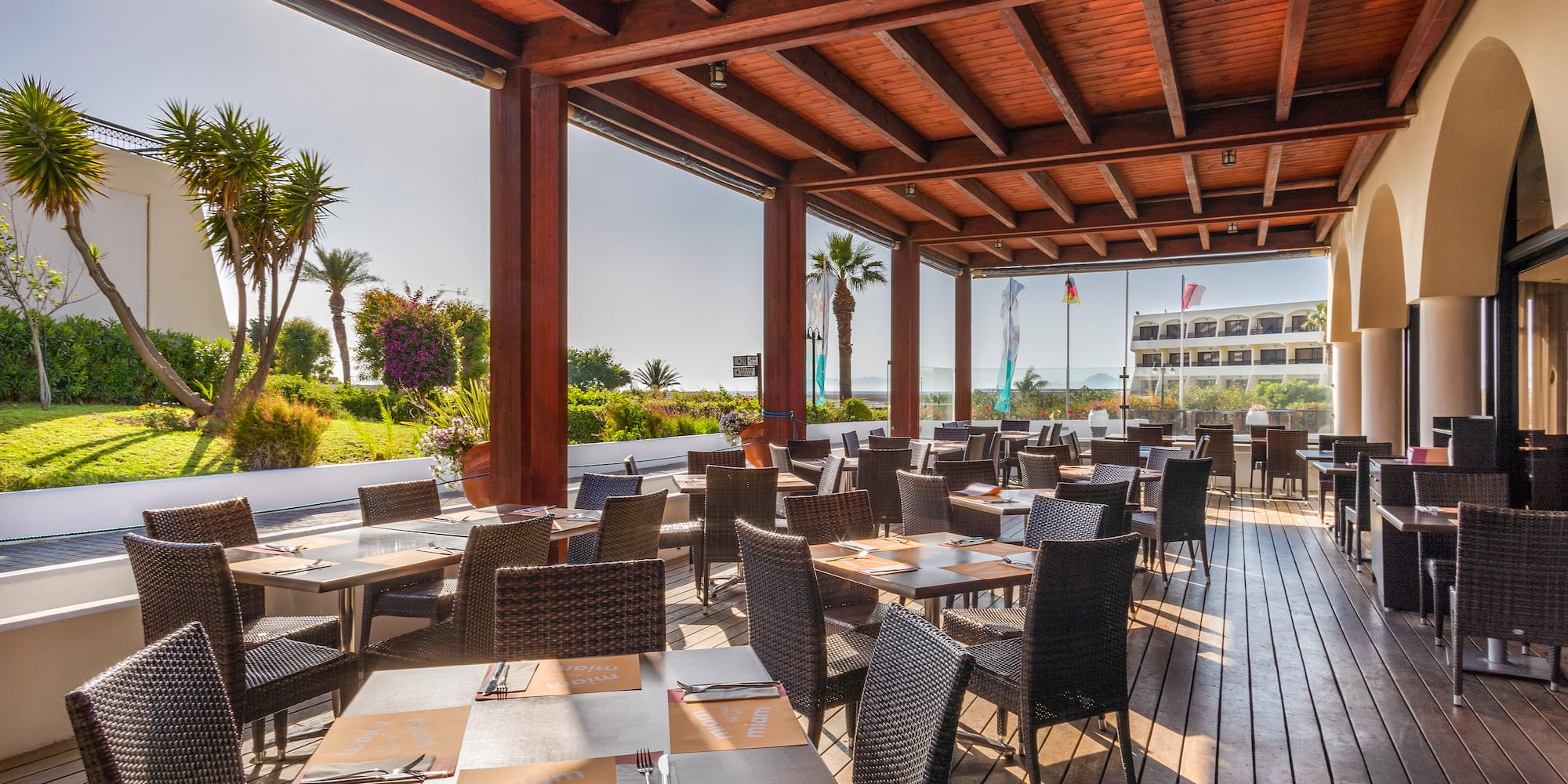 a restaurant with tables and chairs