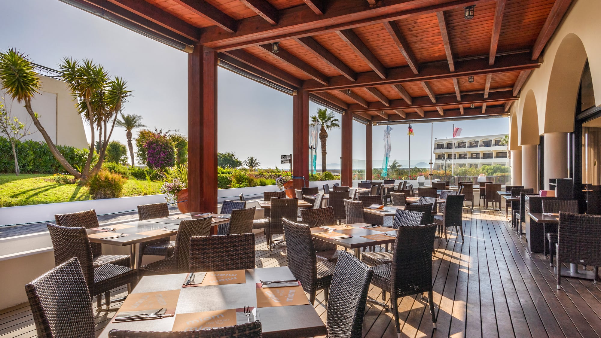 a restaurant with tables and chairs