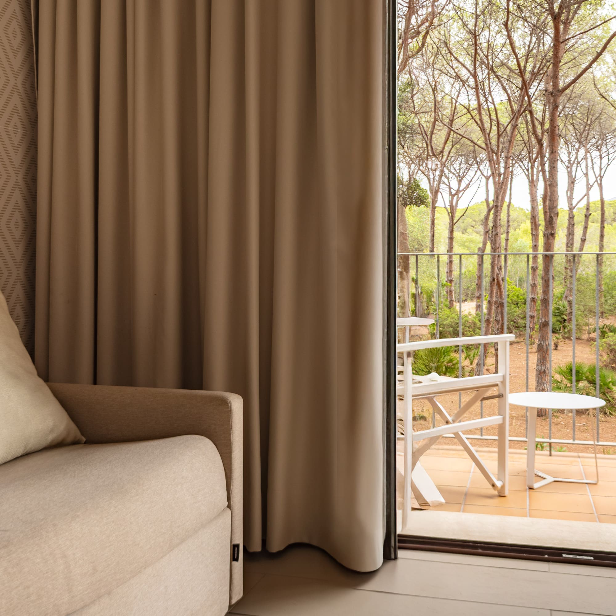 a couch and a sliding glass door