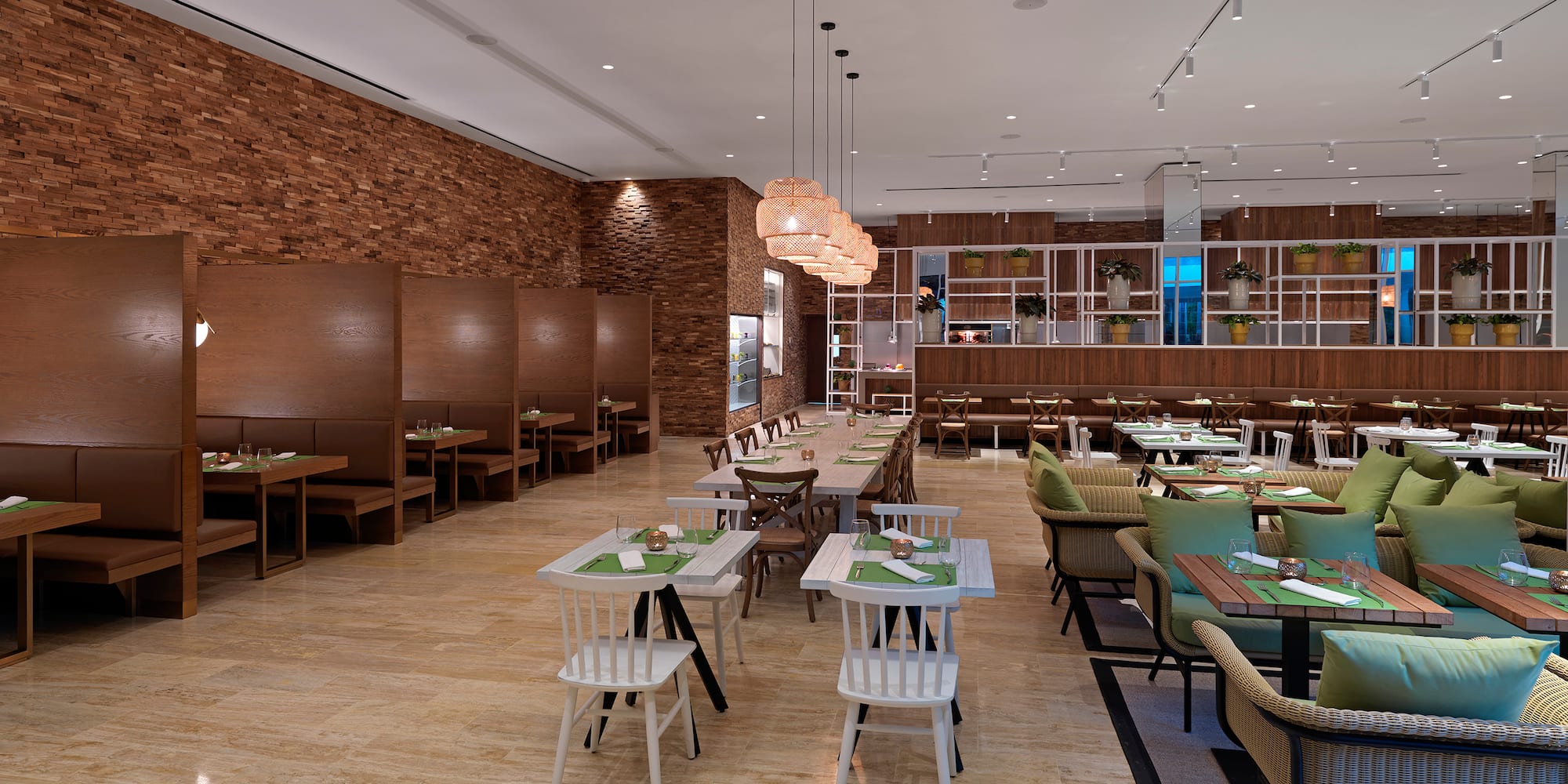 a restaurant with tables and chairs