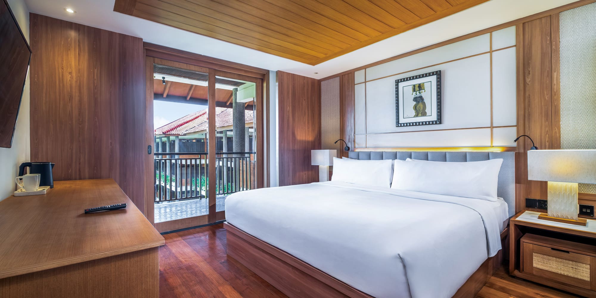 a wooden roof with a grey background