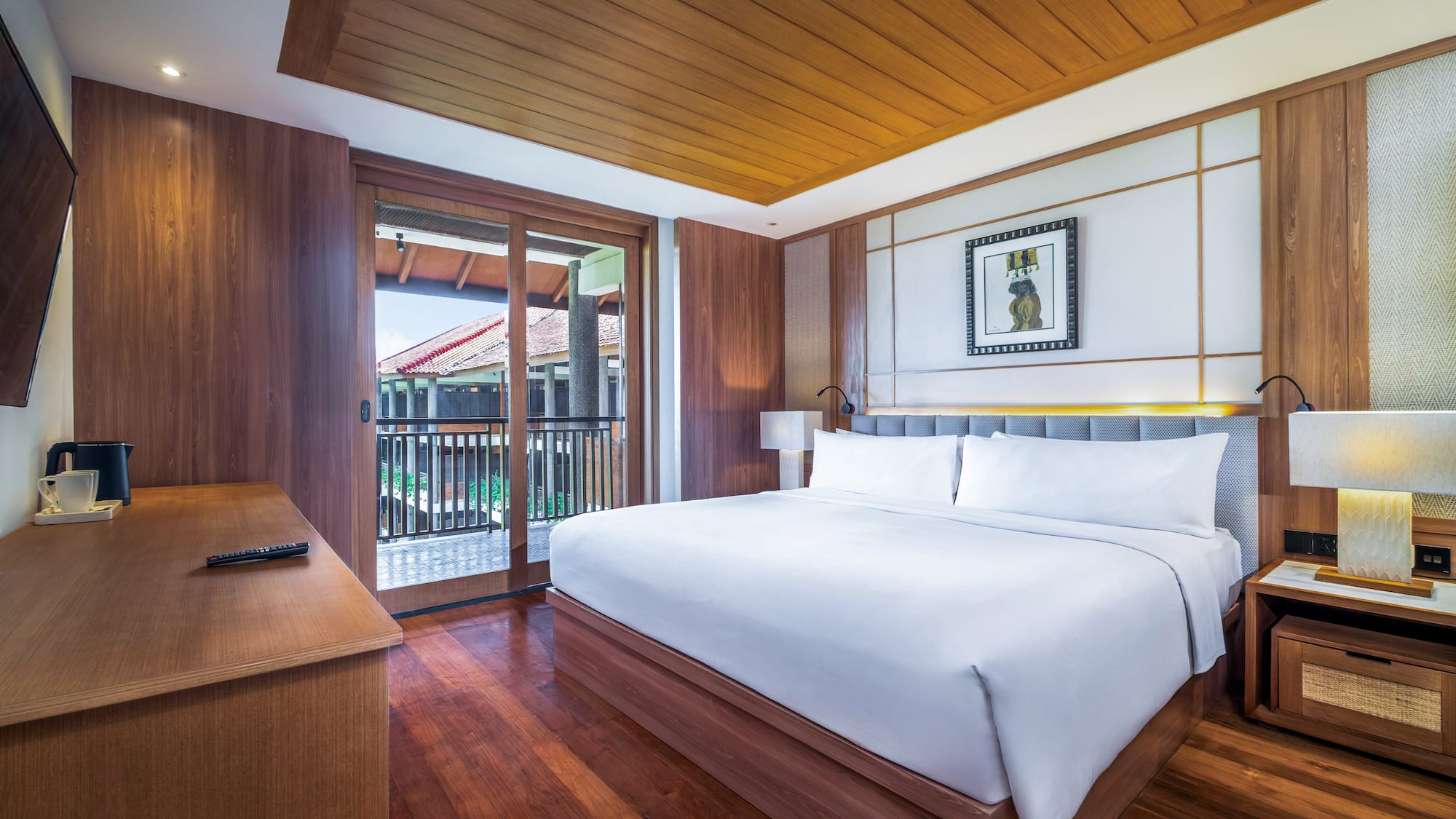 a wooden roof with a grey background