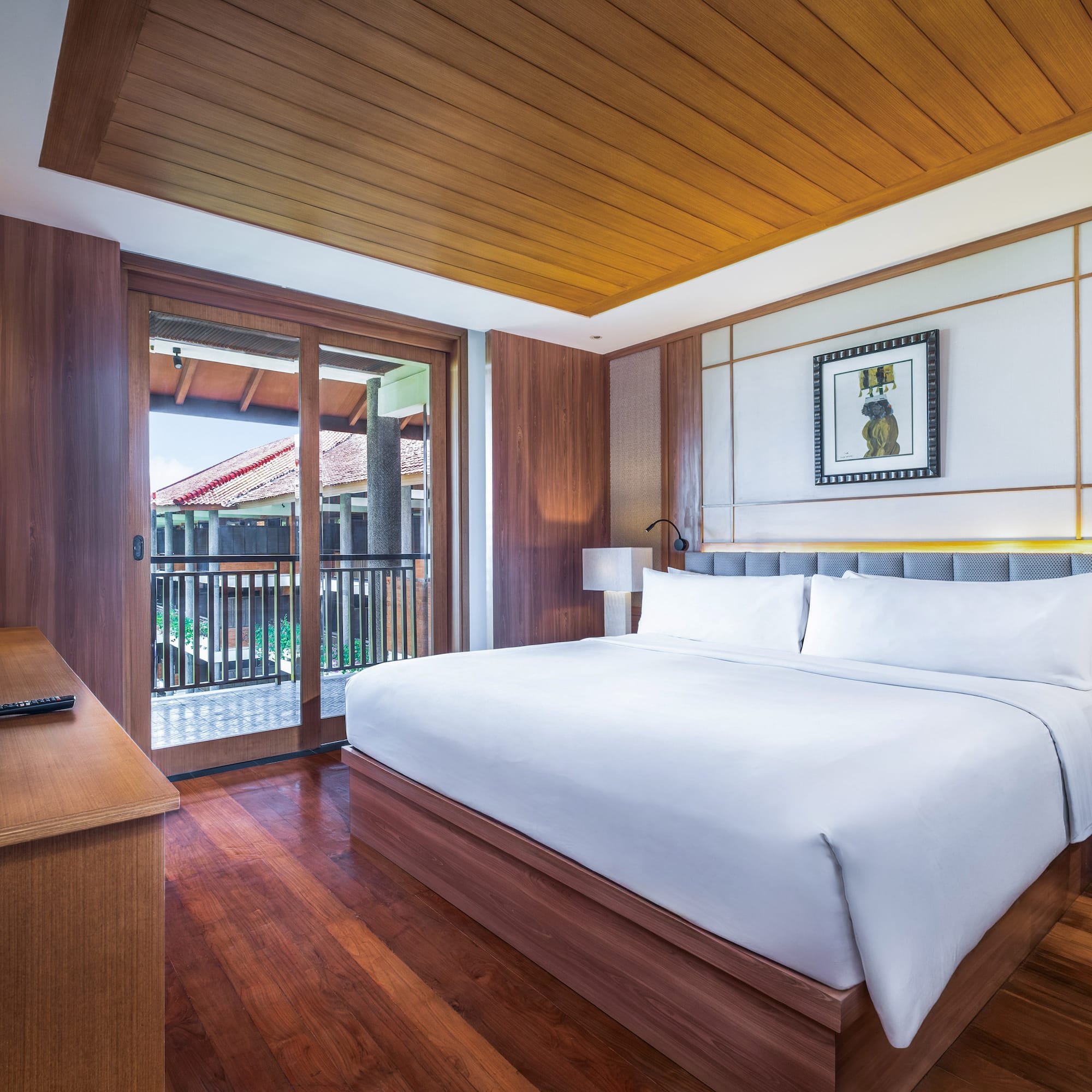 a wooden roof with a grey background