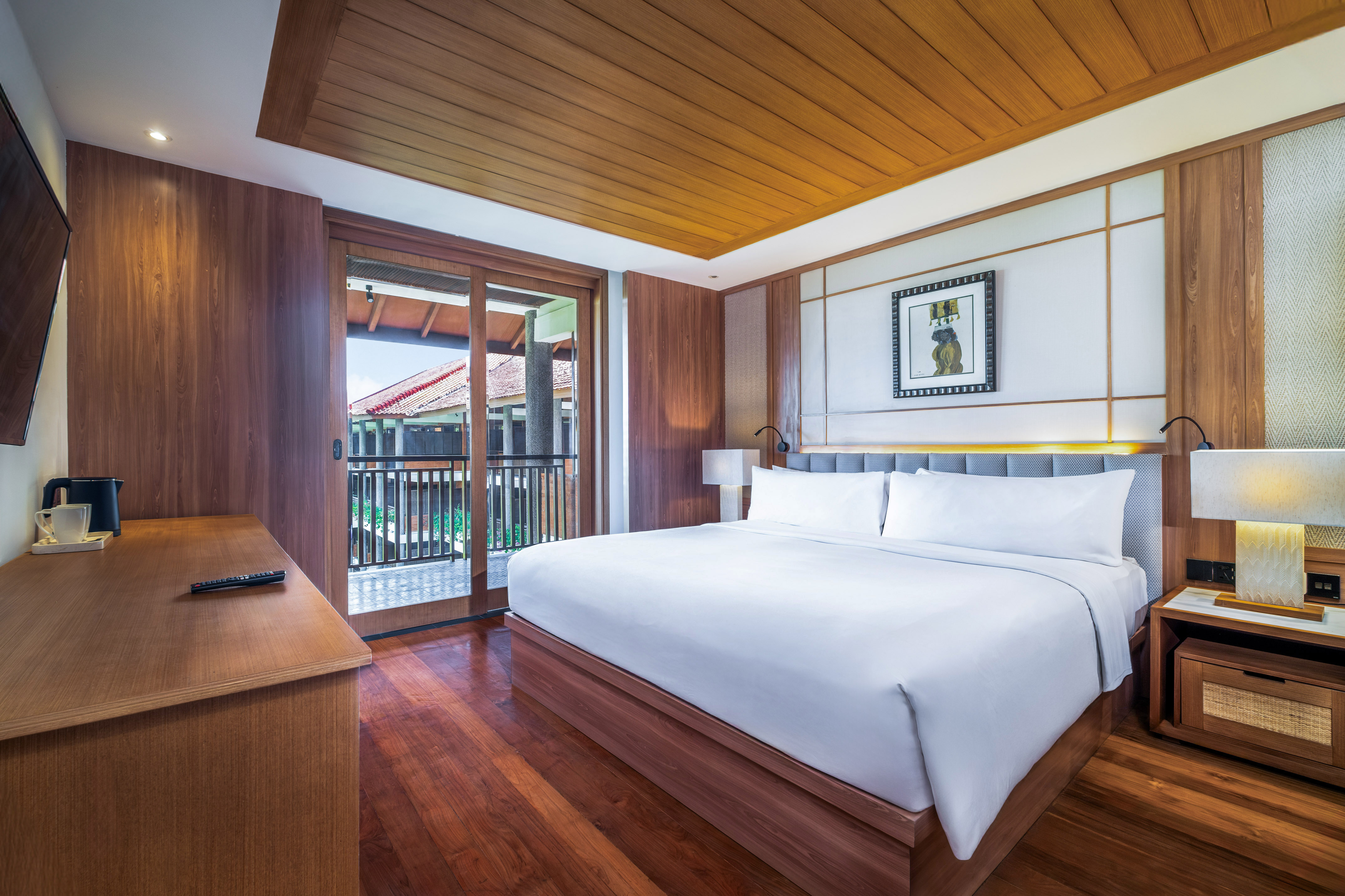 a wooden roof with a grey background