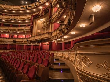 a theater with red seats