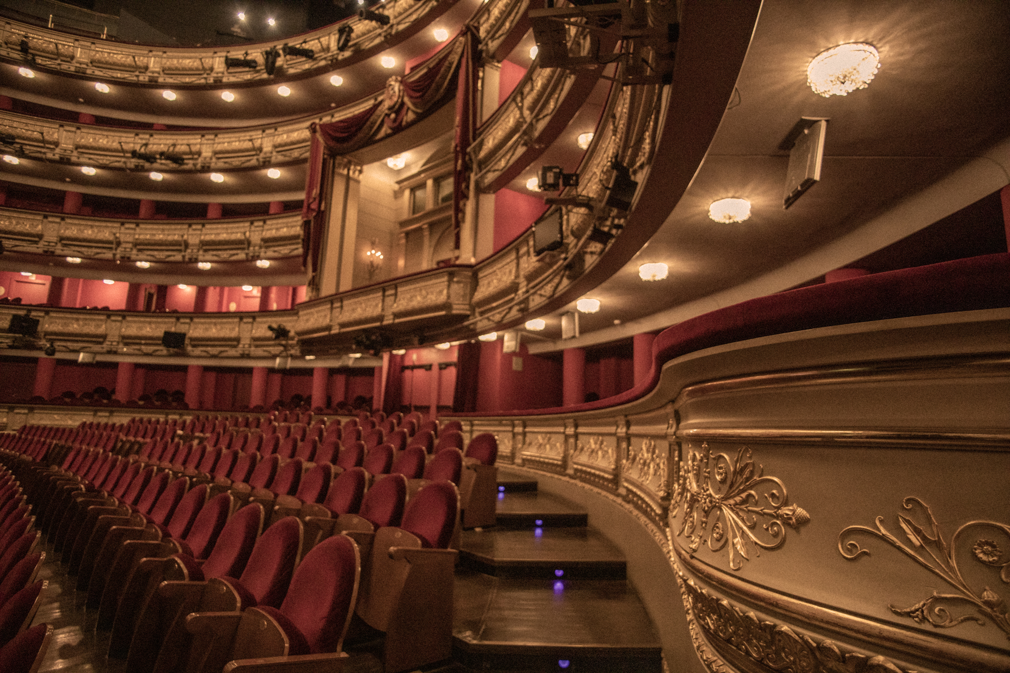a theater with red seats