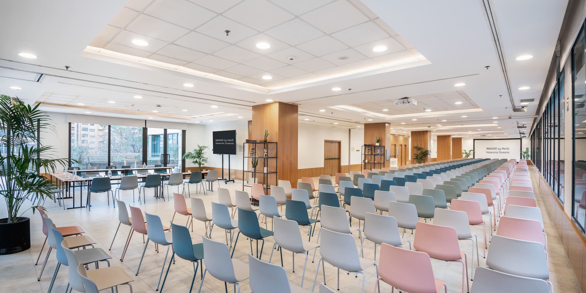 a room with many chairs