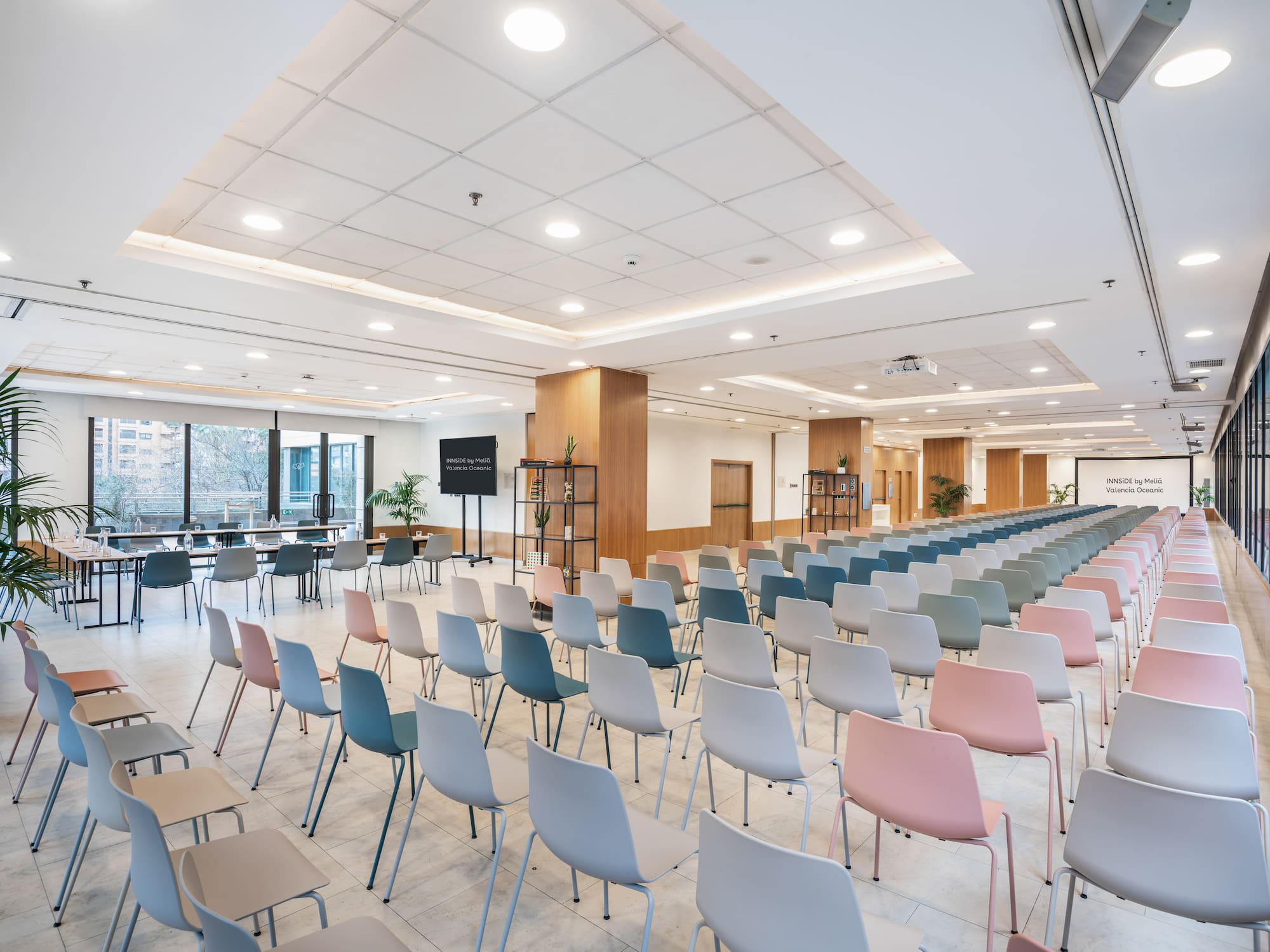 a room with many chairs