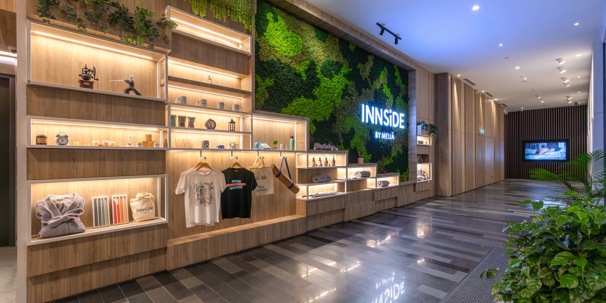 a store with shelves and shelves with lights