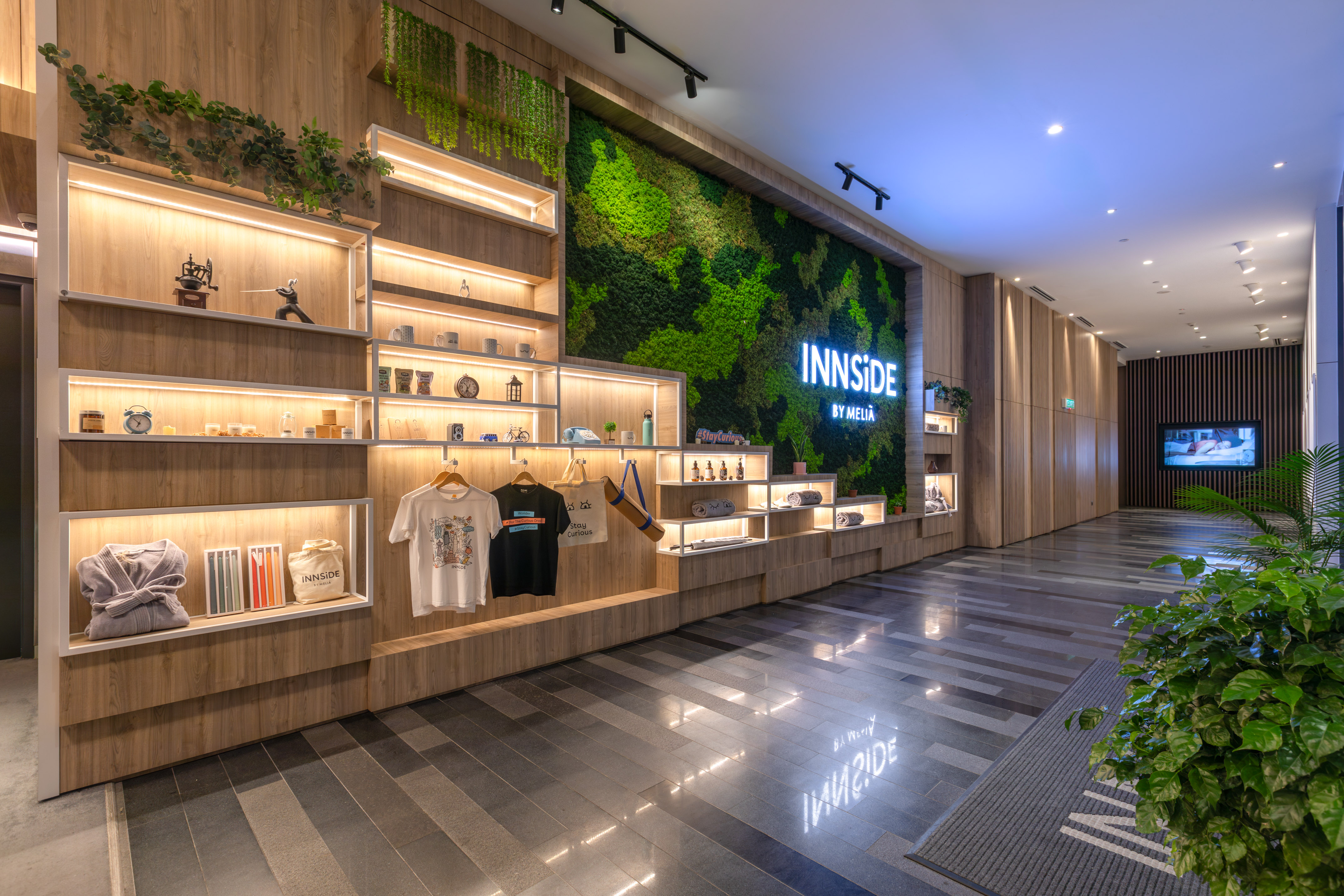 a store with shelves and shelves with lights