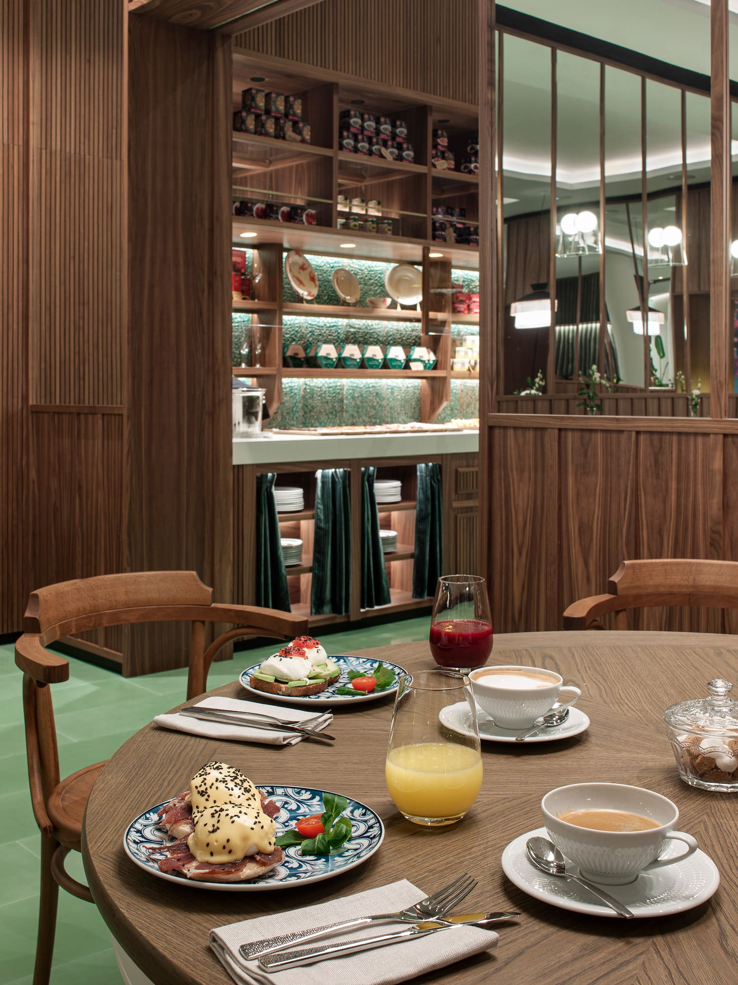 a table with plates and glasses on it