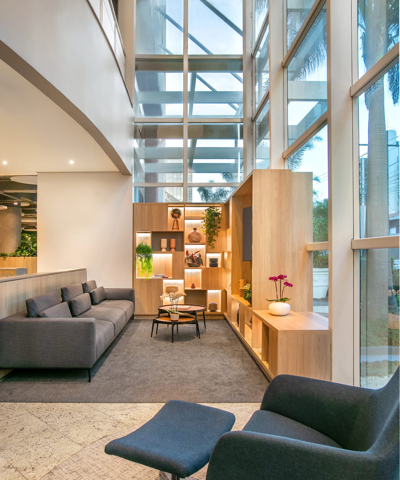 a room with a couch and a table