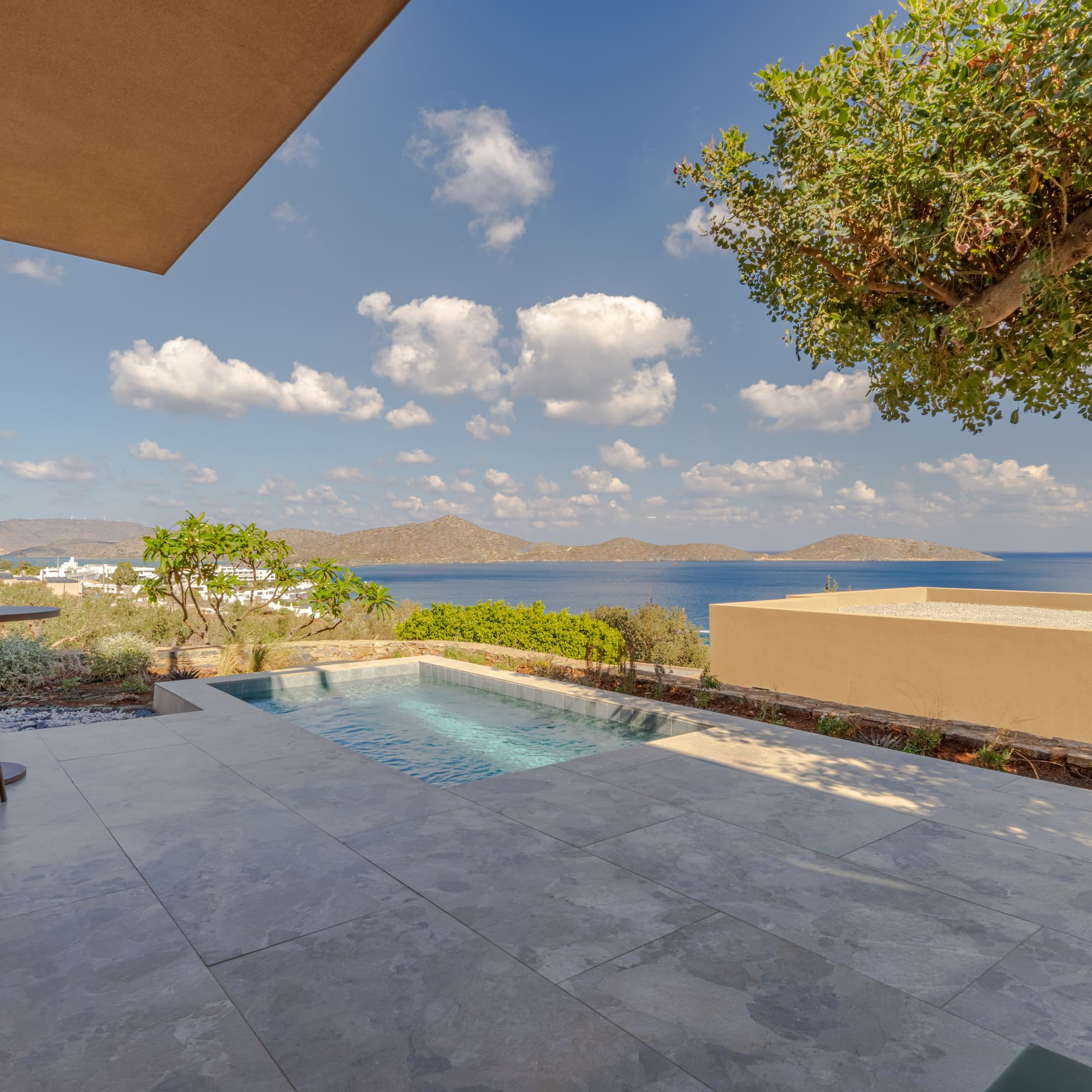 a pool with a view of the ocean