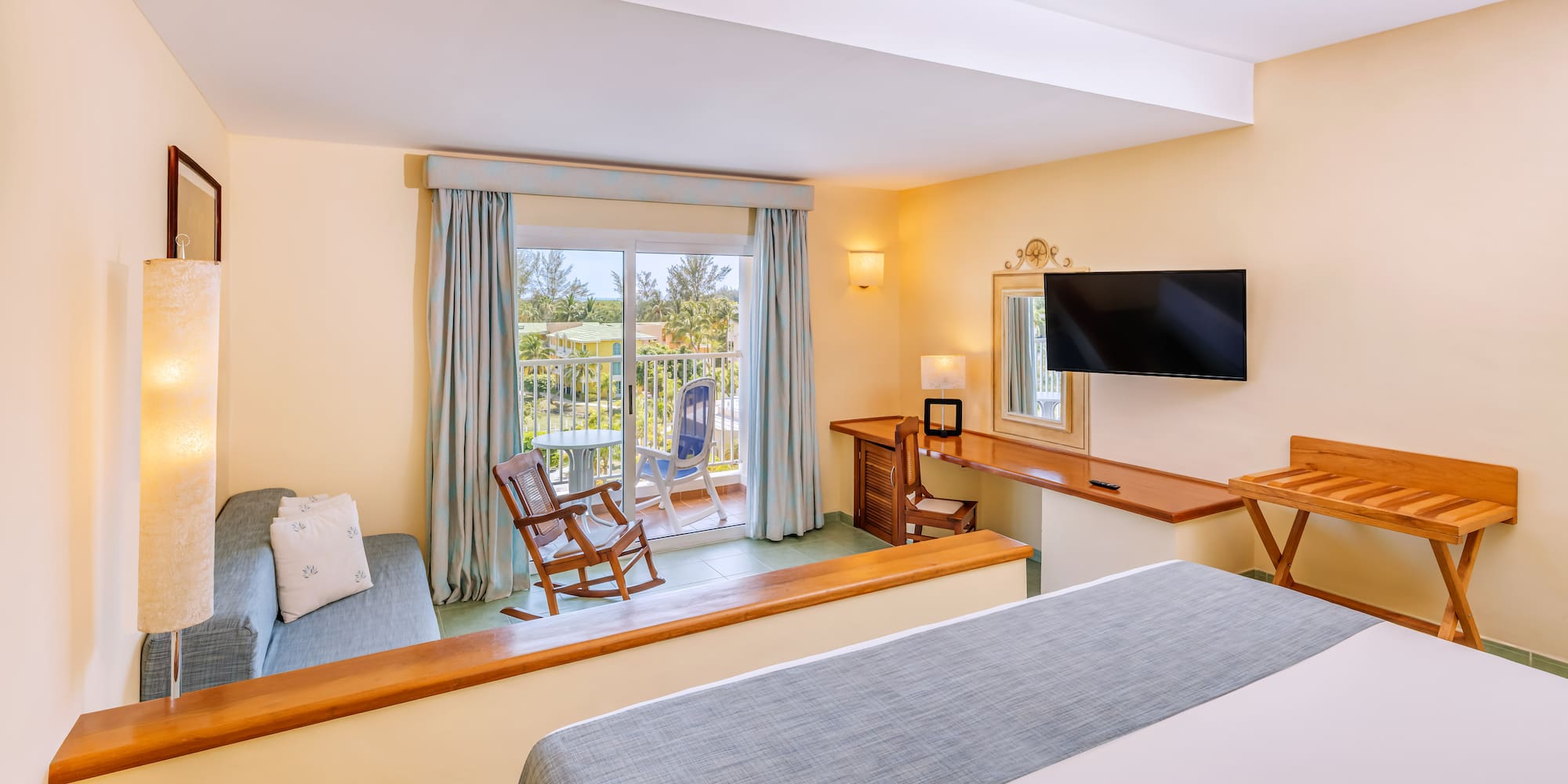 a room with a television and a couch