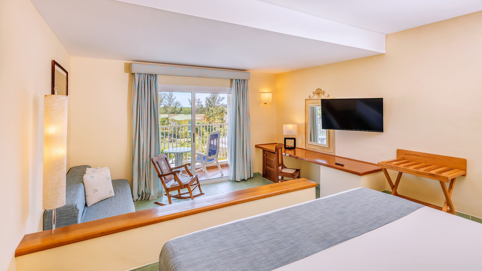 a room with a television and a couch