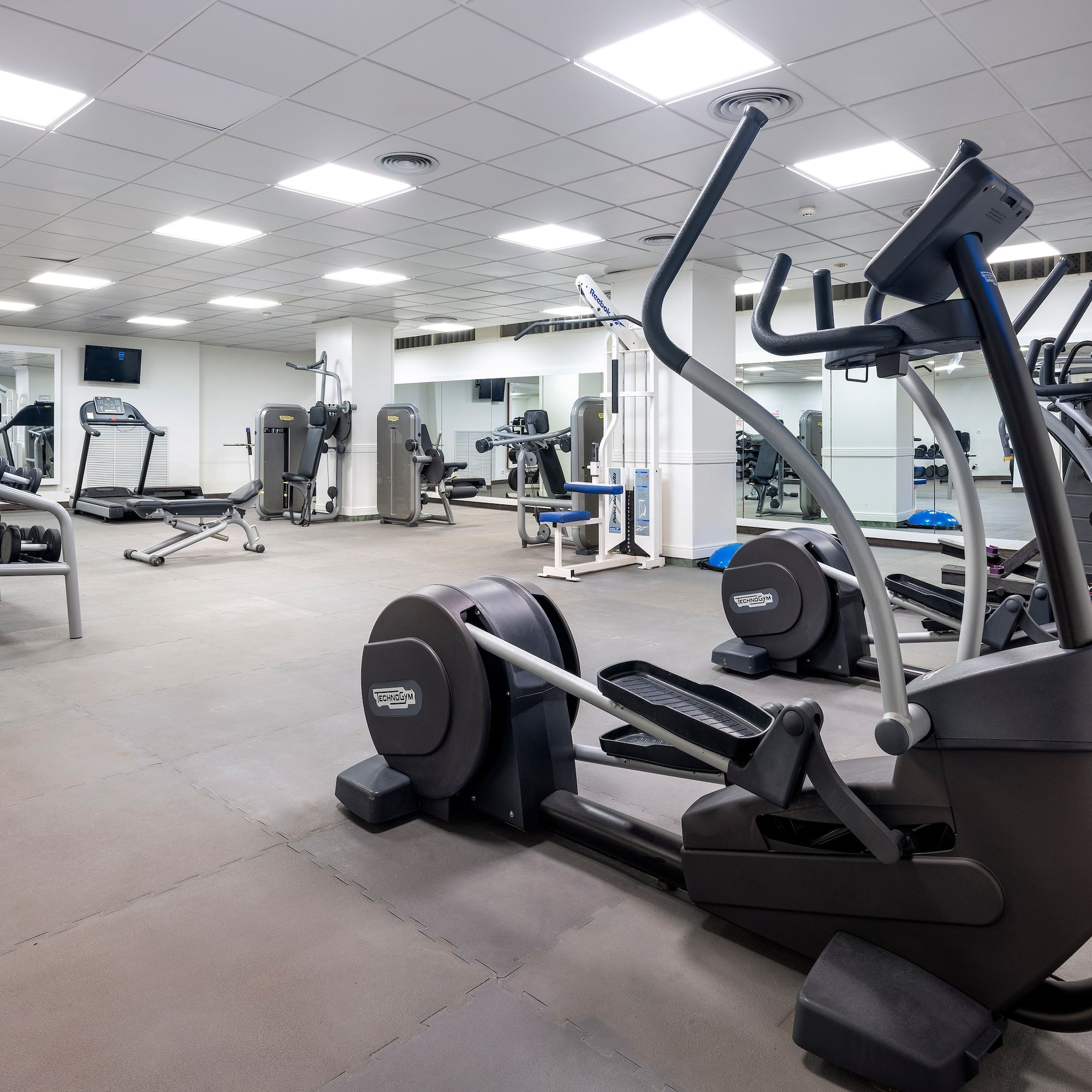 a room with exercise equipment