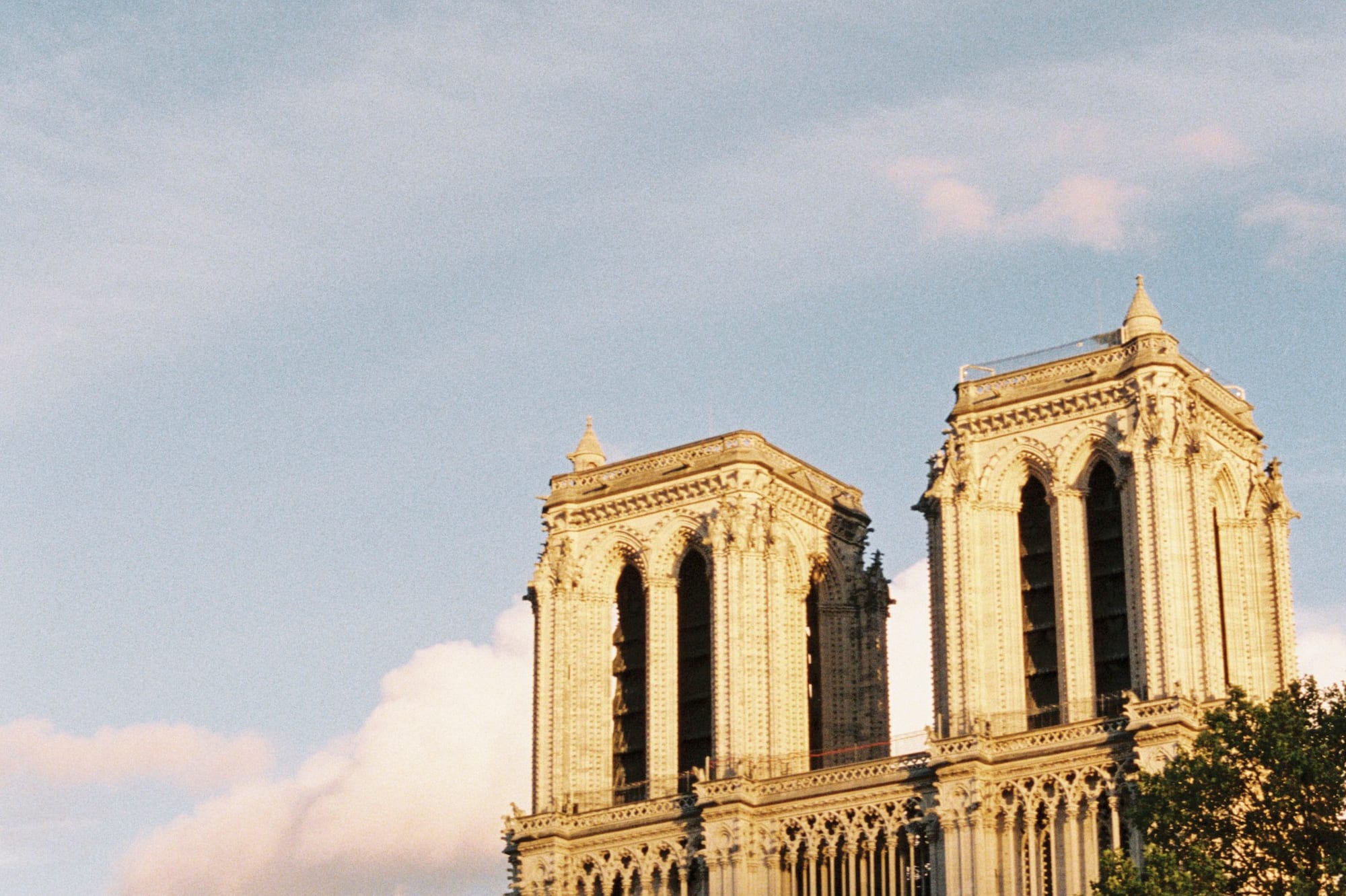 a large building with two towers
