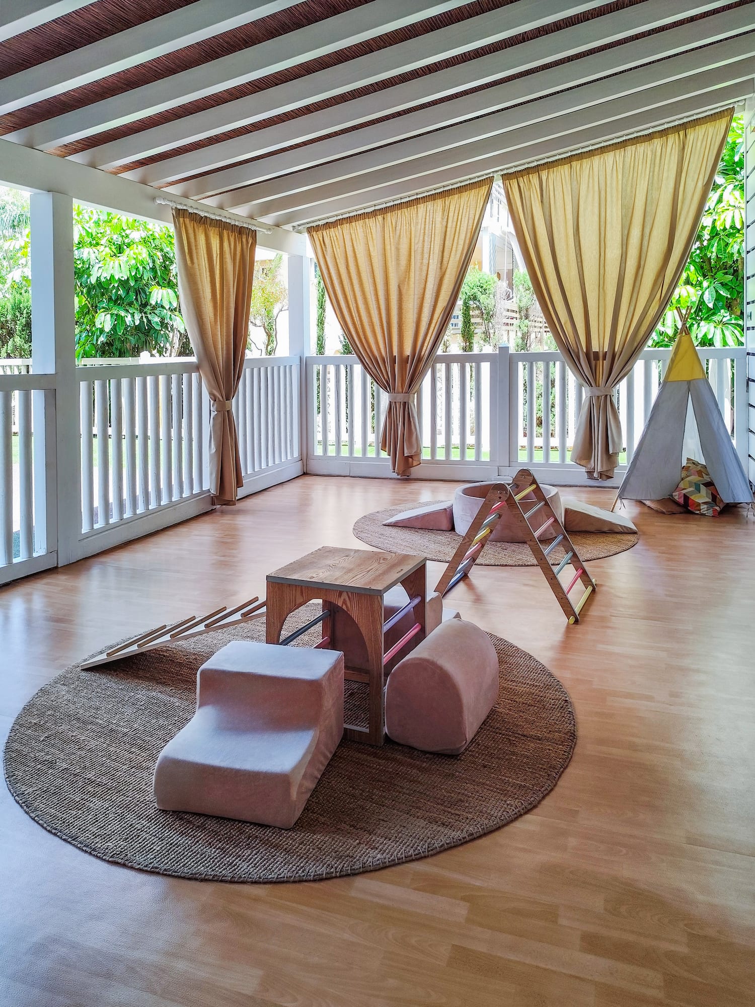 a room with a play area