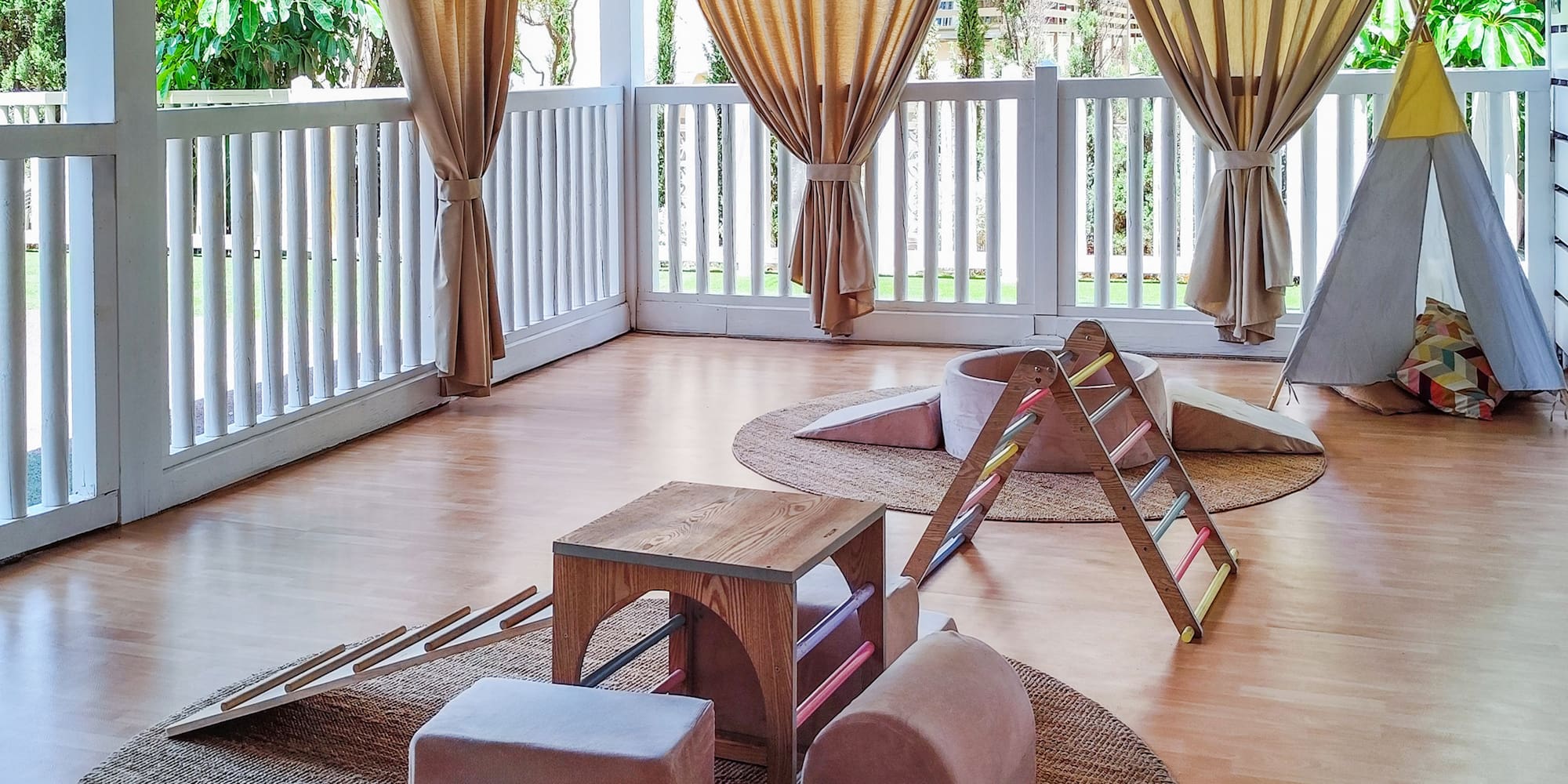 a room with a play area