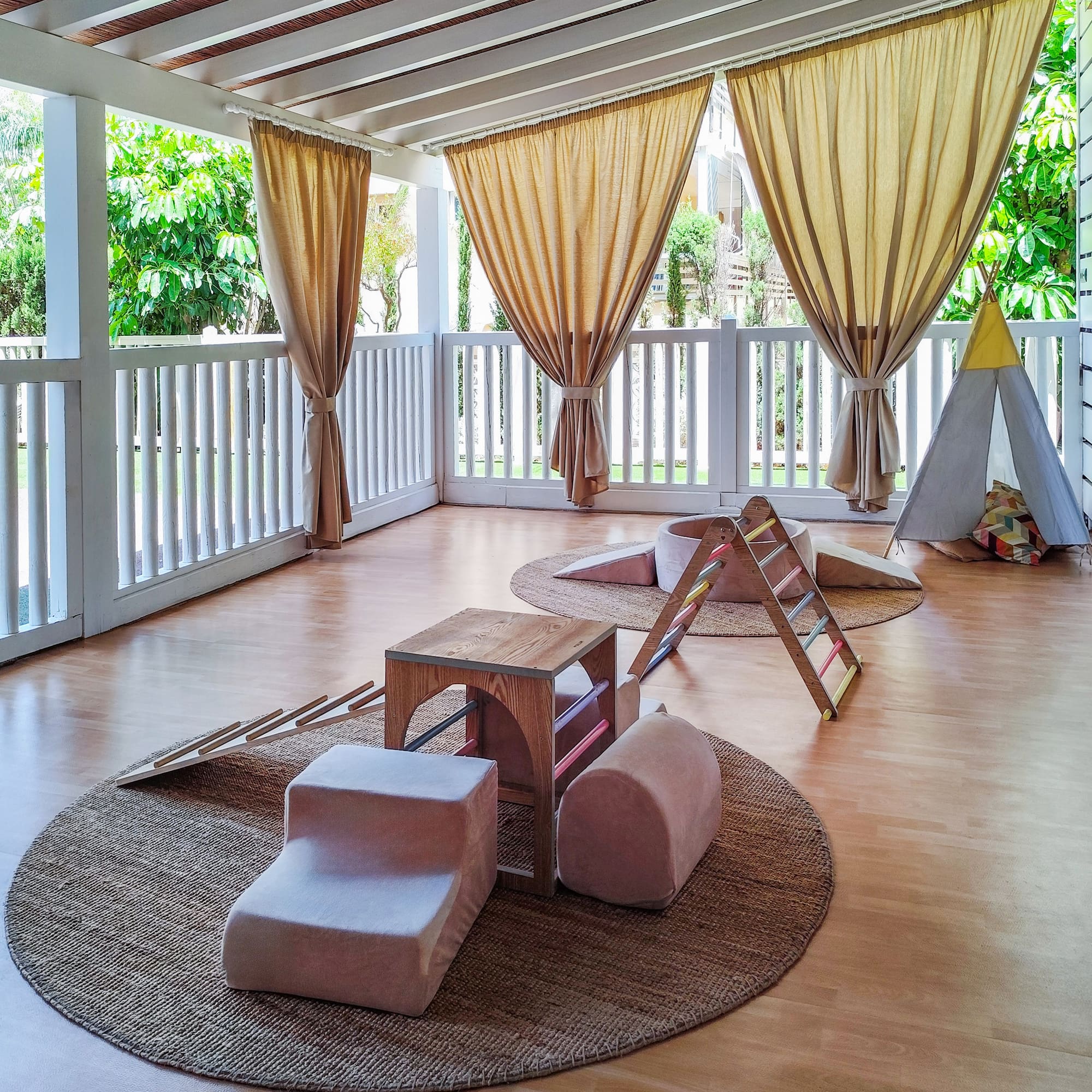 a room with a play area