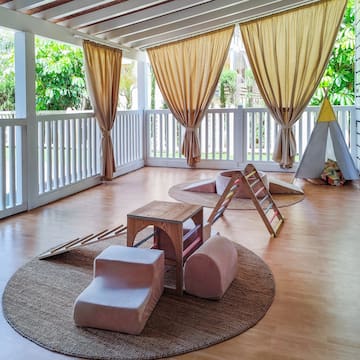 a room with a play area