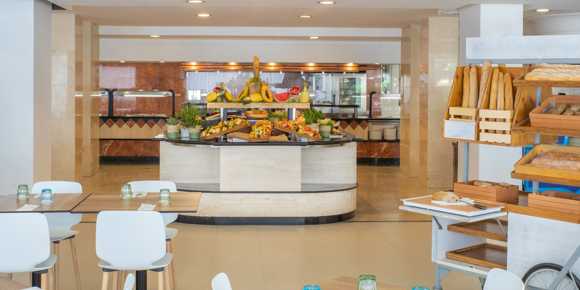 a food buffet in a restaurant