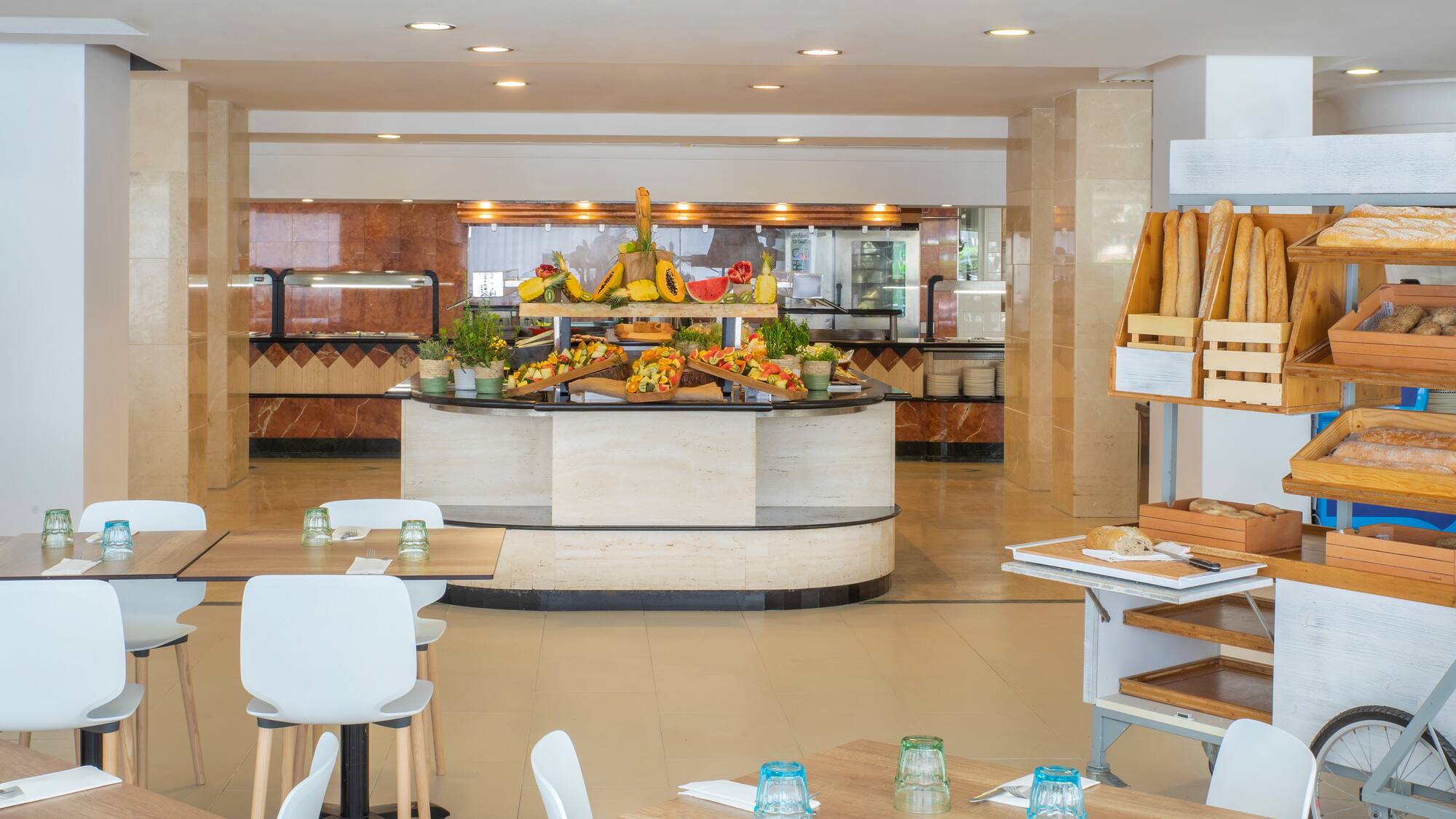 a food buffet in a restaurant