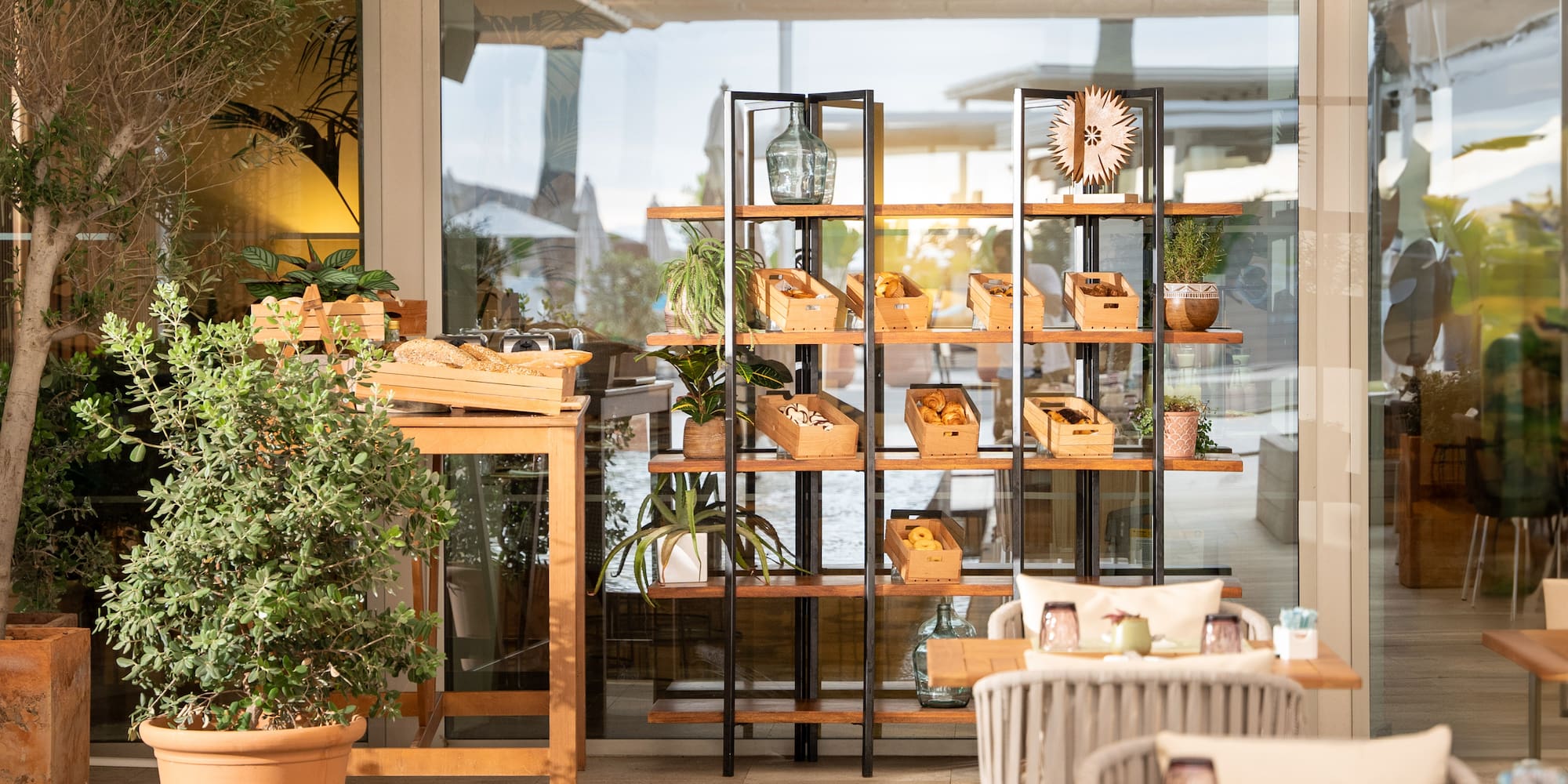 a restaurant with tables and chairs