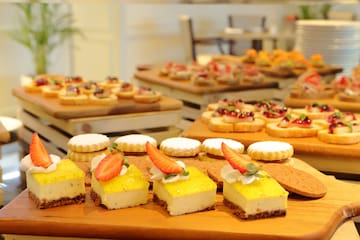 a group of desserts on a table