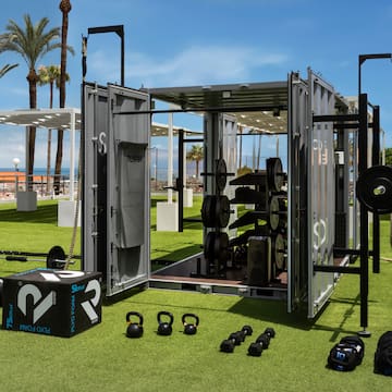 a gym equipment on a grass field