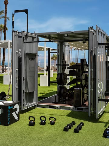 a gym equipment on a grass field