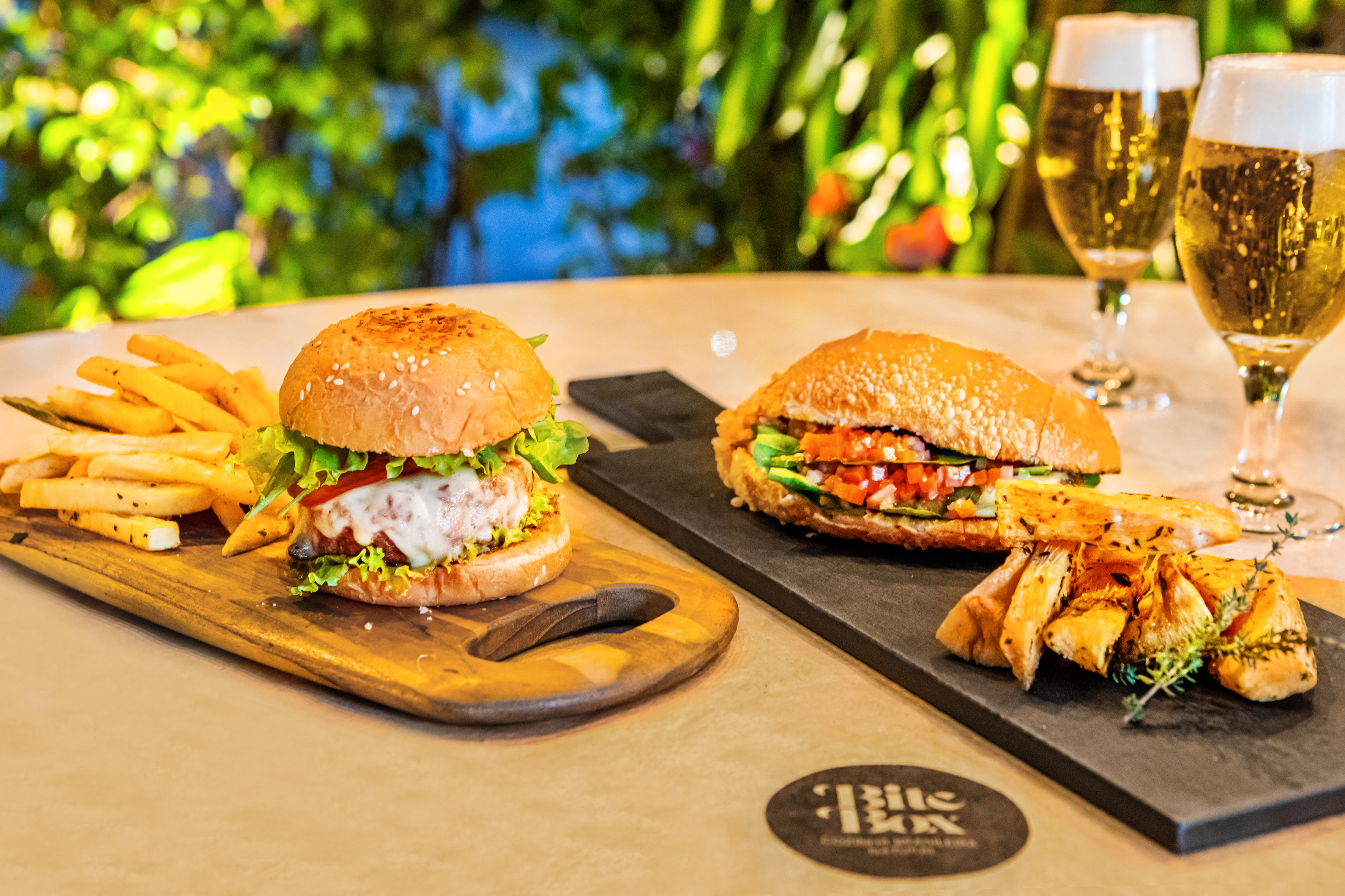 a burgers and fries on a table