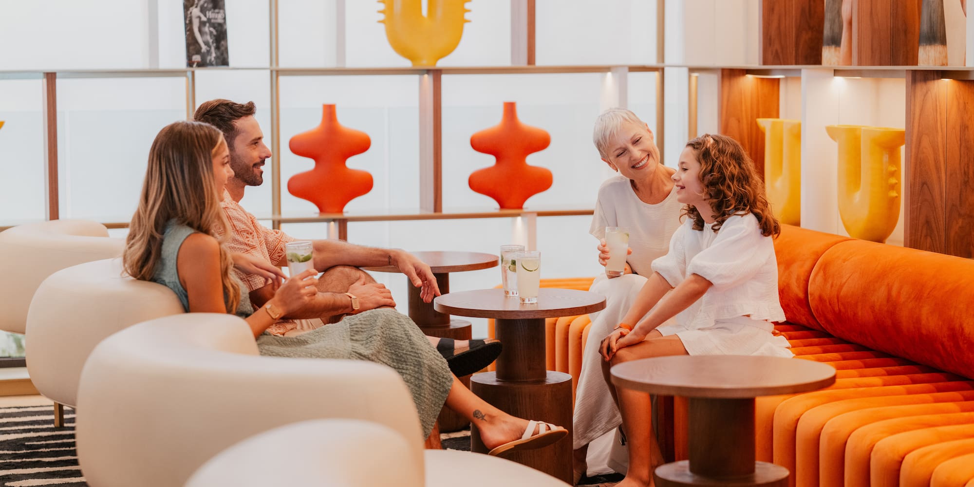 a group of people sitting on a couch