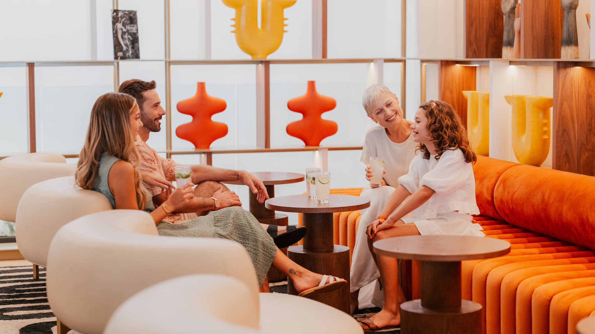a group of people sitting on a couch