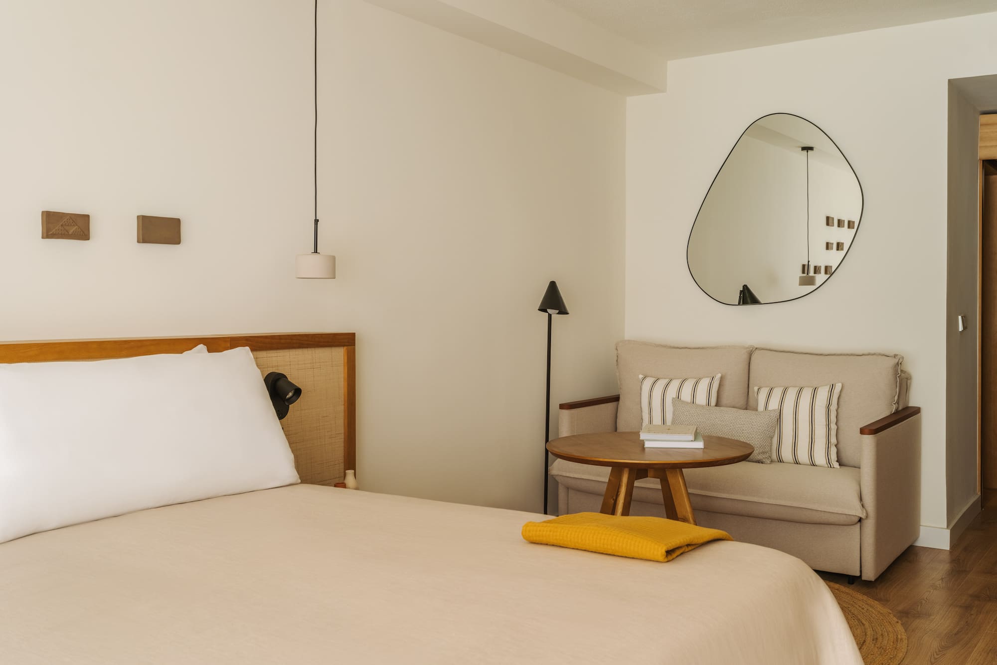 a room with a bed and a couch