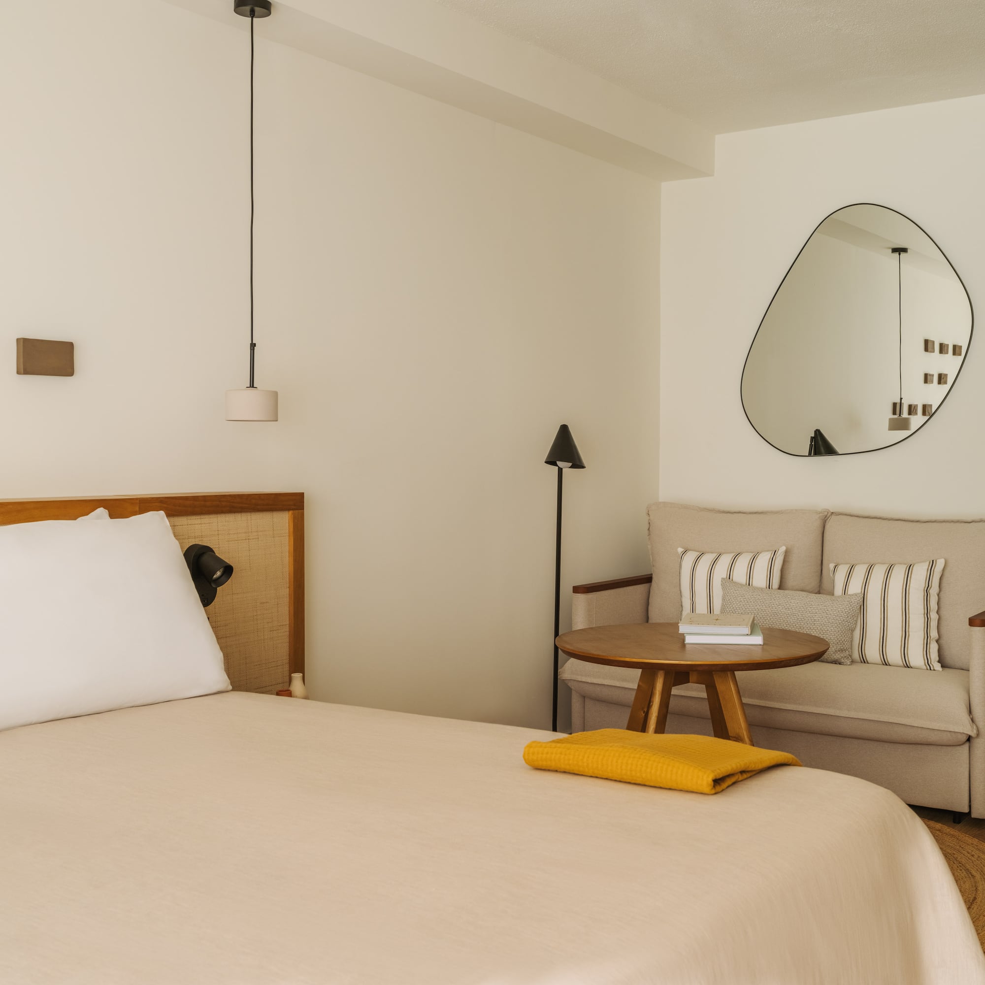 a room with a bed and a couch