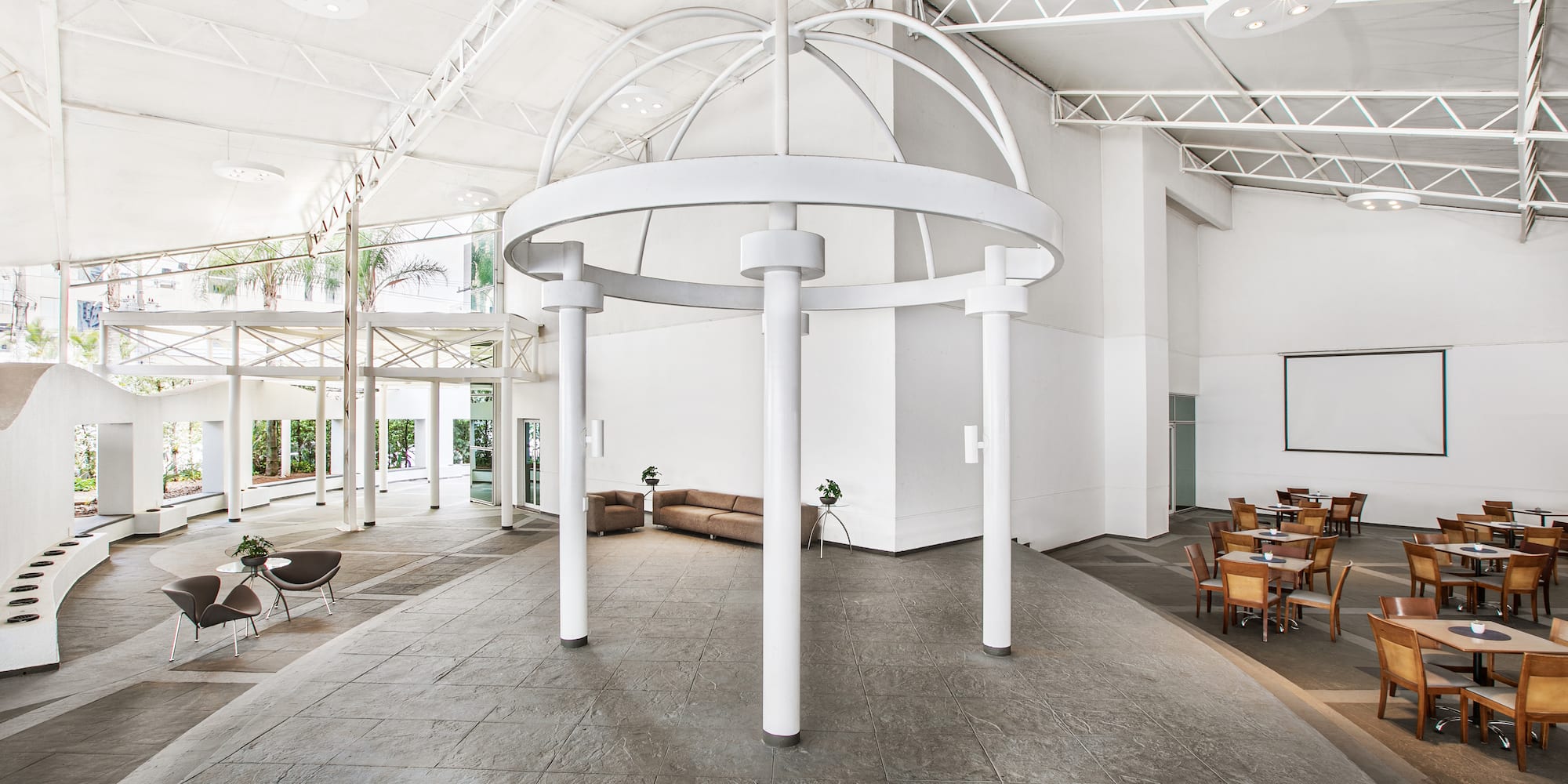 a white structure in a building