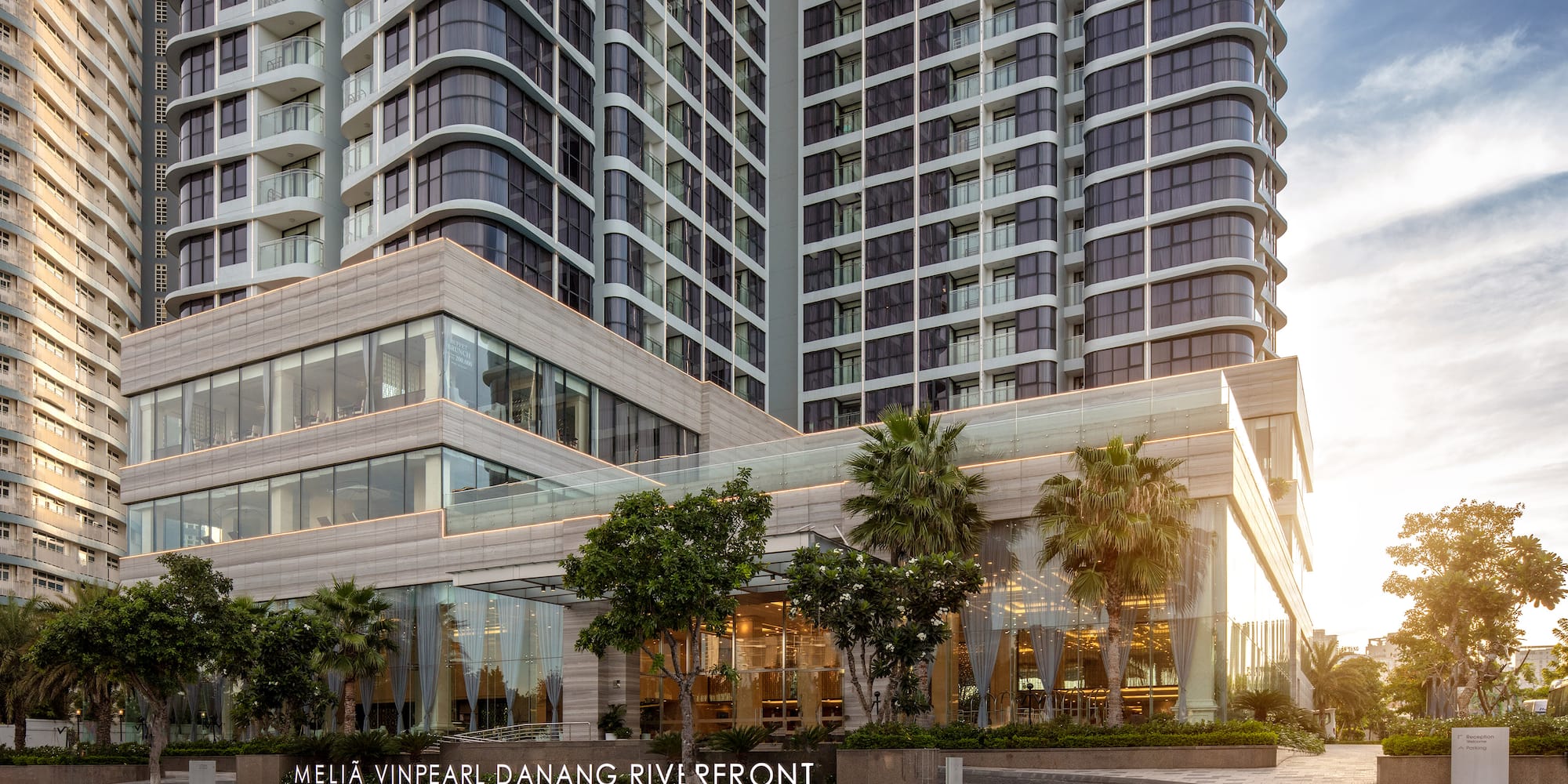 a building with a sign in front of it